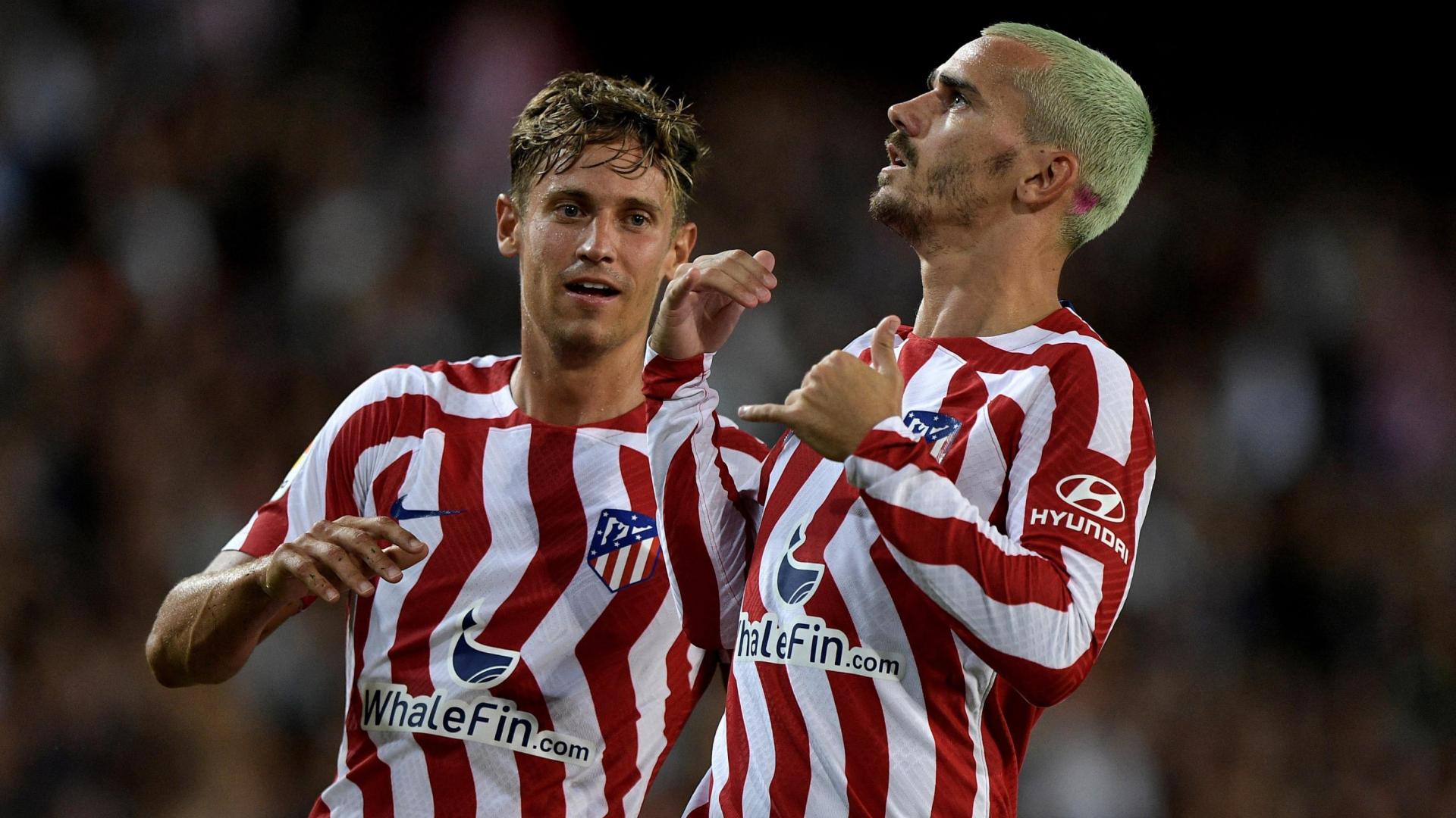 Antoine Griezmann celebra su gol junto a Marcos Llorente