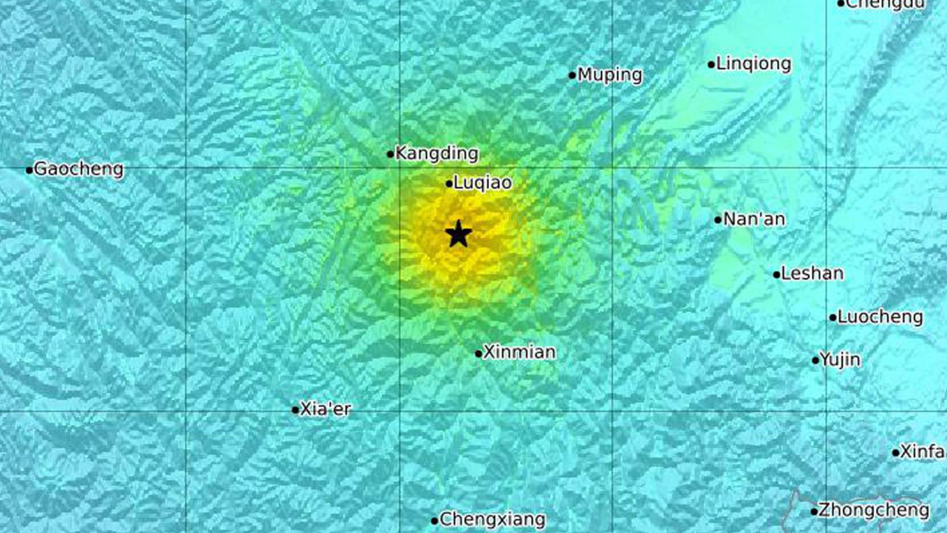 Localización del terremoto en Sichuan