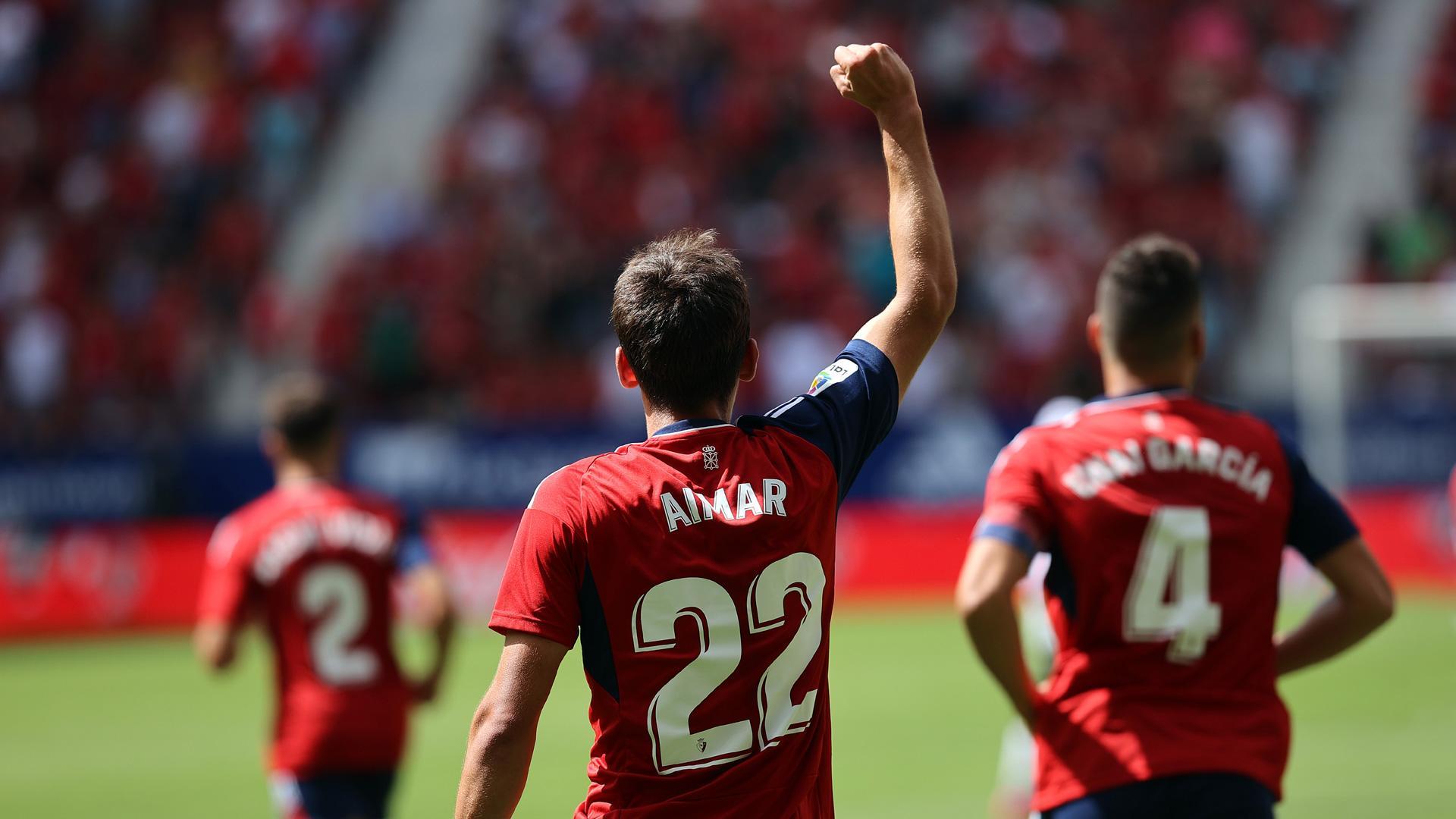 Aimar Oroz celebra su gol contra el Rayo Vallecano