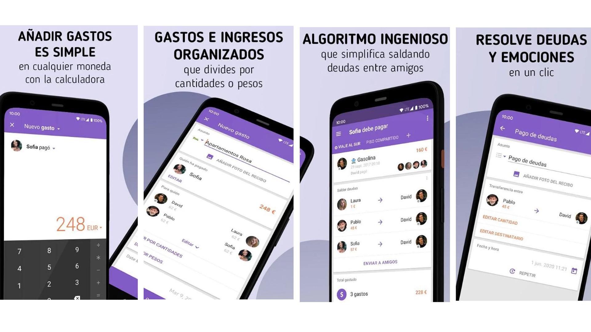 Imagen de los pasos a realizar con la aplicación Settle Up