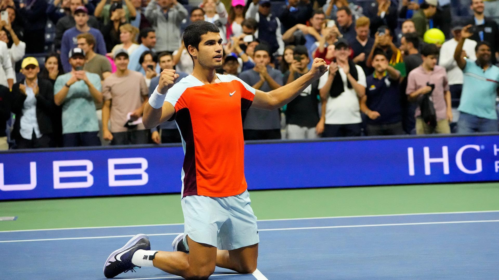 Alcaraz celebra su victoria ante Sinner en el US Open