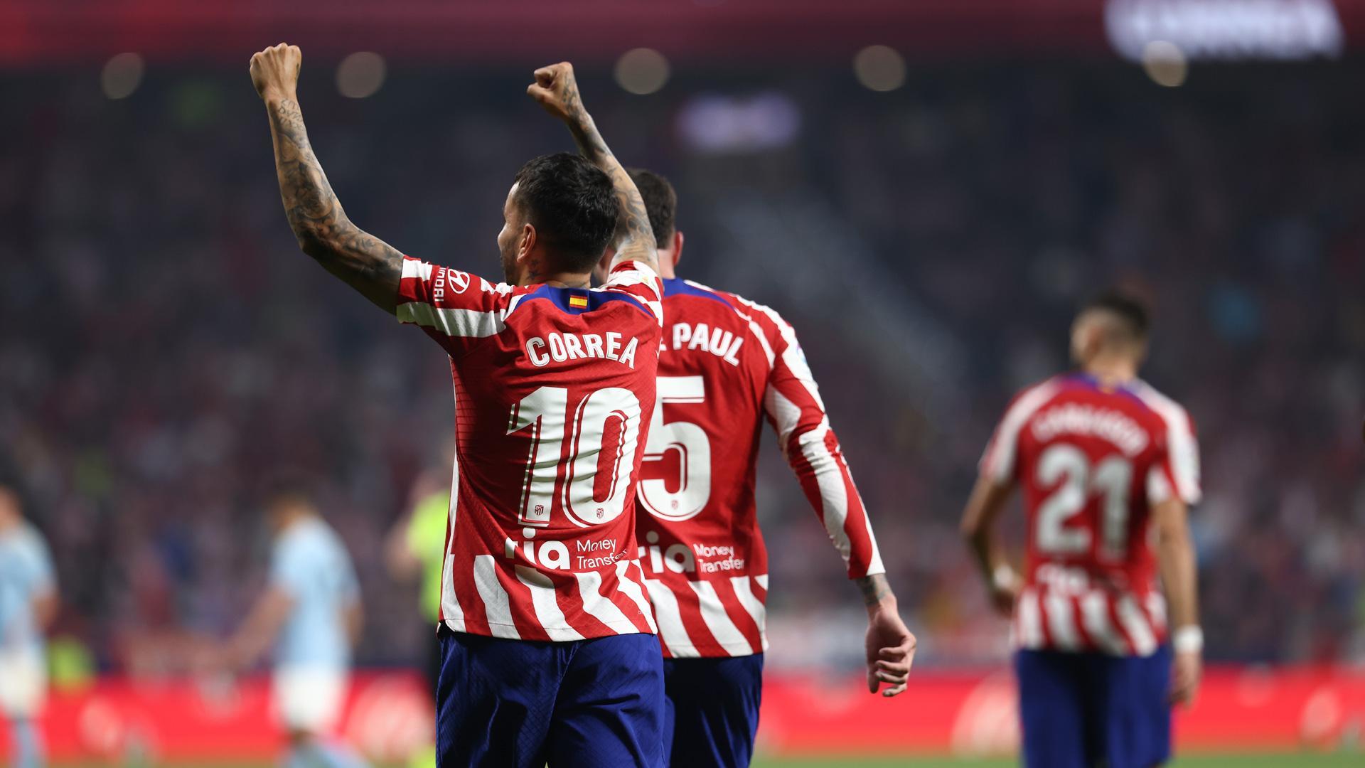 Ángel Correa celebra su gol contra el Celta