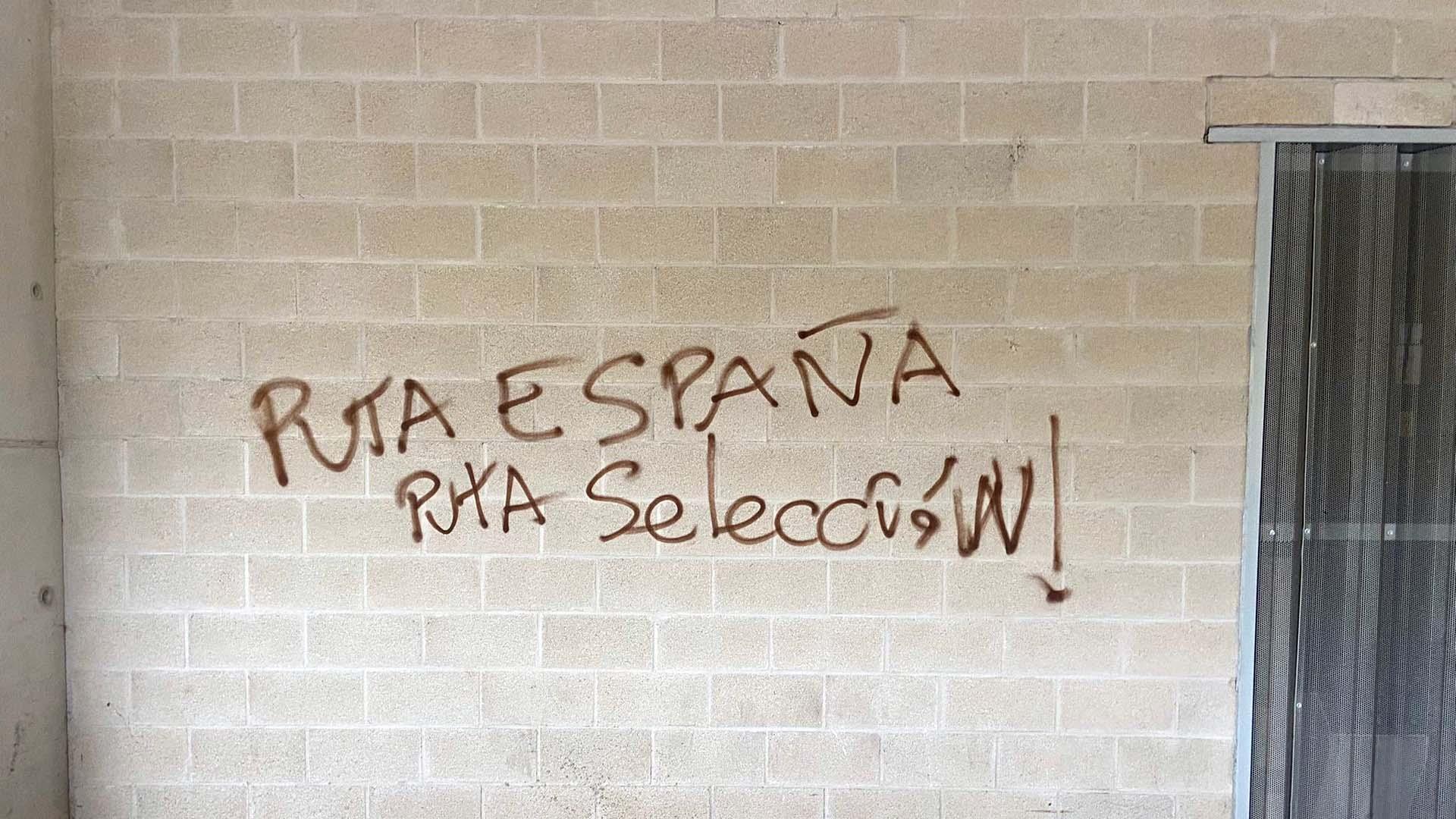 pintadas contra la Selección española en El Sadar