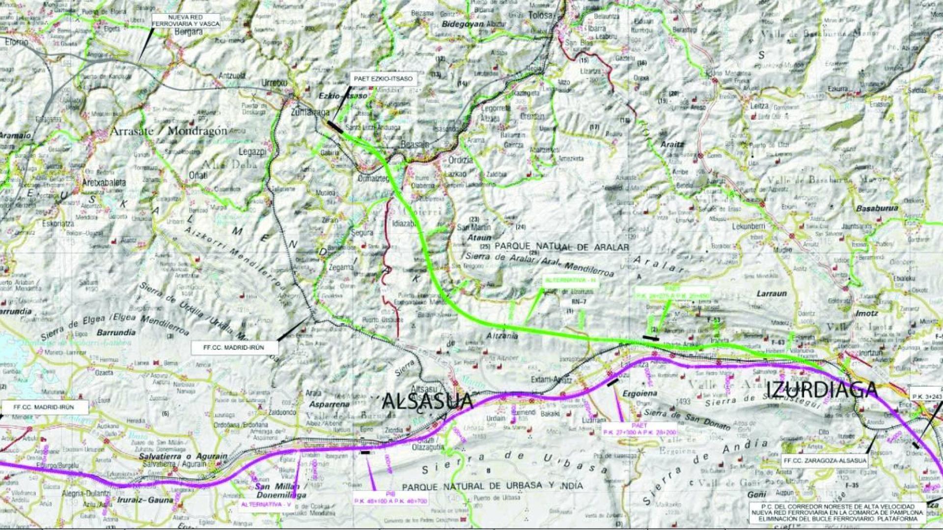 Mapa de la zona de Alsasua