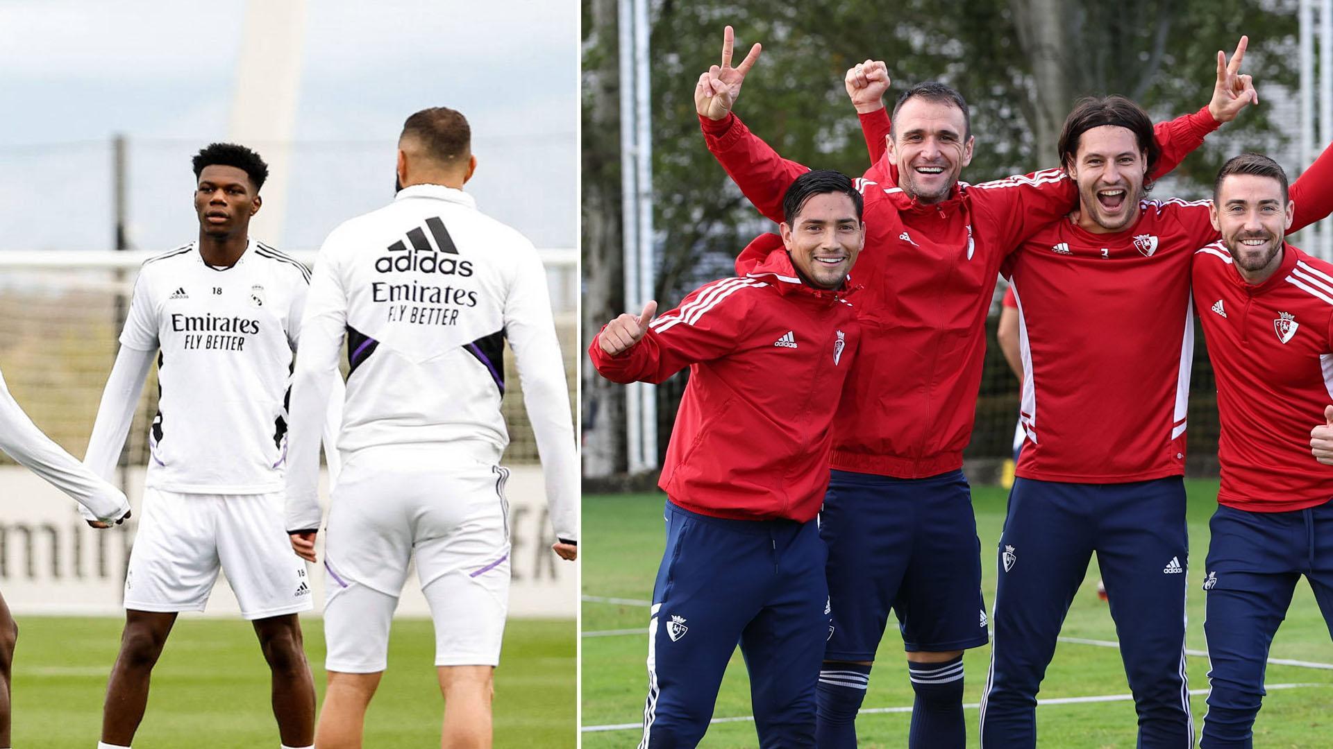 Tchouameni y, de espaldas, Benzema; Chimy Ávila, Kike García, Juan Cruz y Moi Gómez