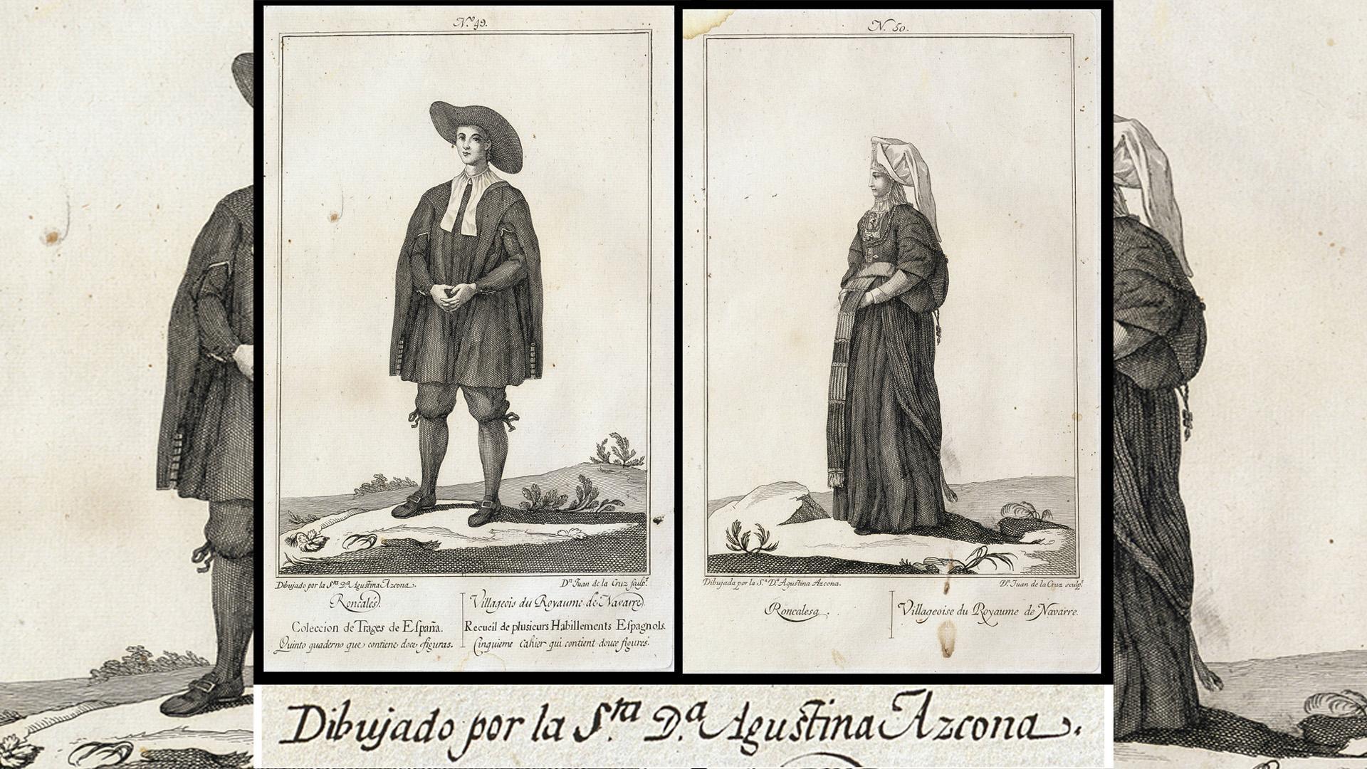 Grabados de la Colección de Trajes de Juan de la Cruz Cano y Olmedilla, con dibujos de Agustina Azcona