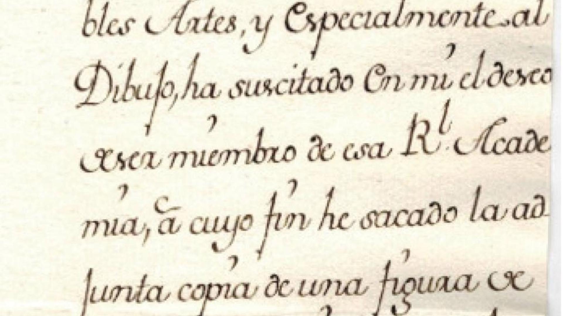 Carta de Agustina Azcona solicitando ingreso en la Academia. Archivo de la Real Academia de Bellas Artes de San Fernando