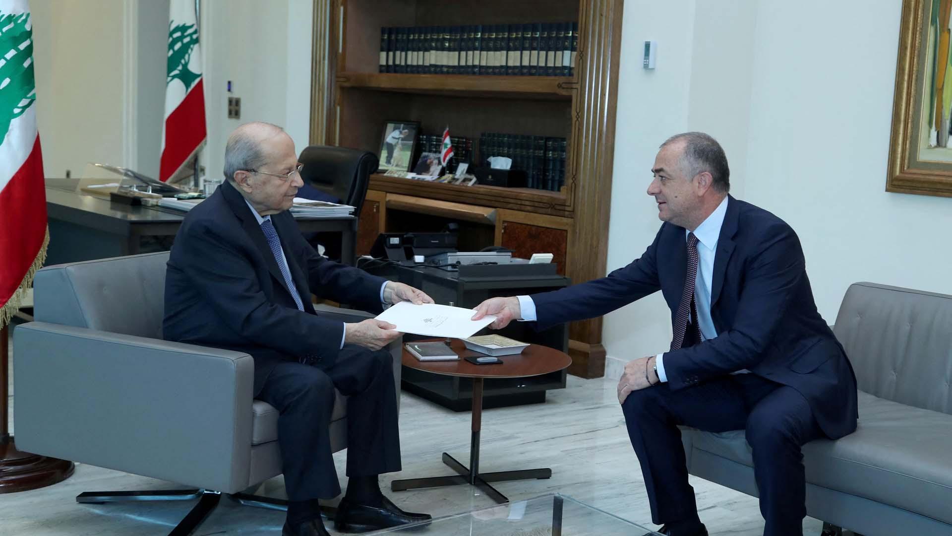 Encuentro entre Michel Aoun, presidente del Líbano, y el vicepresidente del Parlamento, Elias Bou
