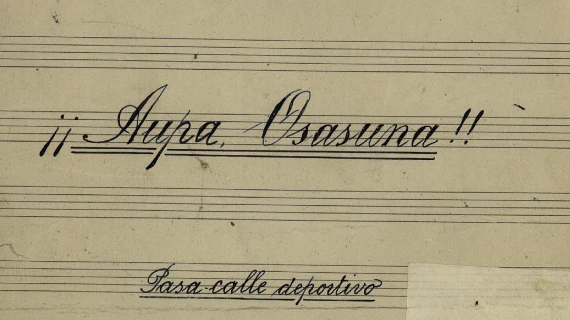 En la muestra se puede contemplar la partitura original de 'Aúpa Osasuna'