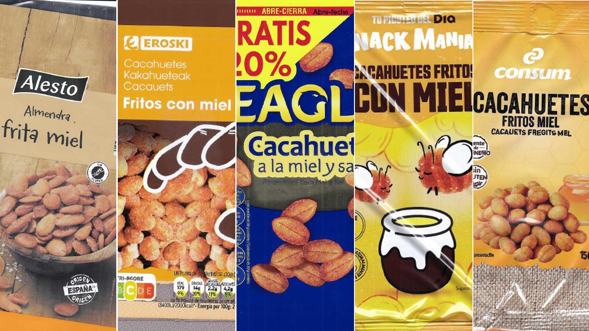 Marcas de bolsas de frutos secos en los que se han encontrado cuerpos metálicos