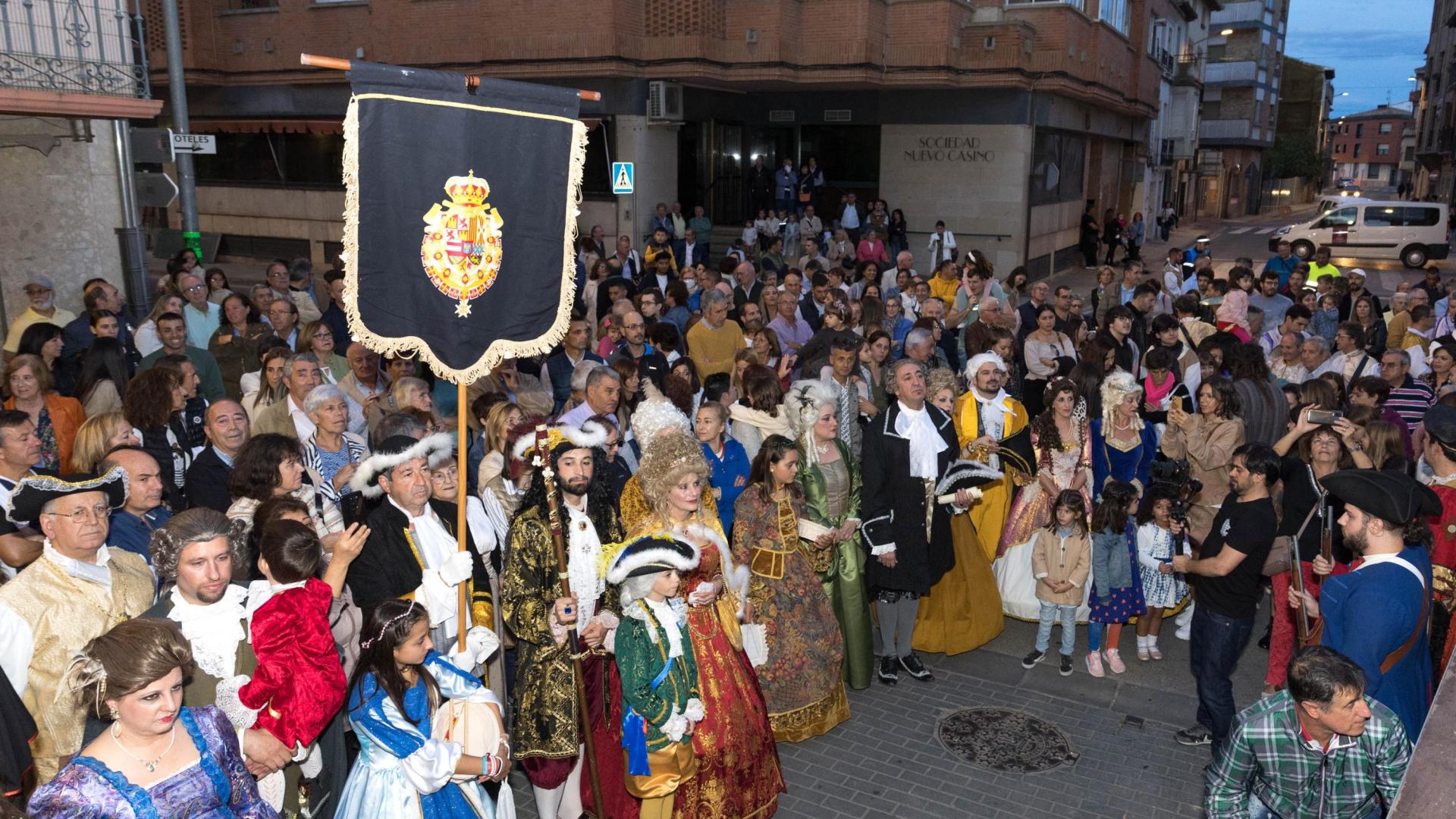 Instante de la recreación del recibimiento de Corella a los Reyes Felipe V y María Luisa de Saboya conmemorado este sábado en la ciudad.