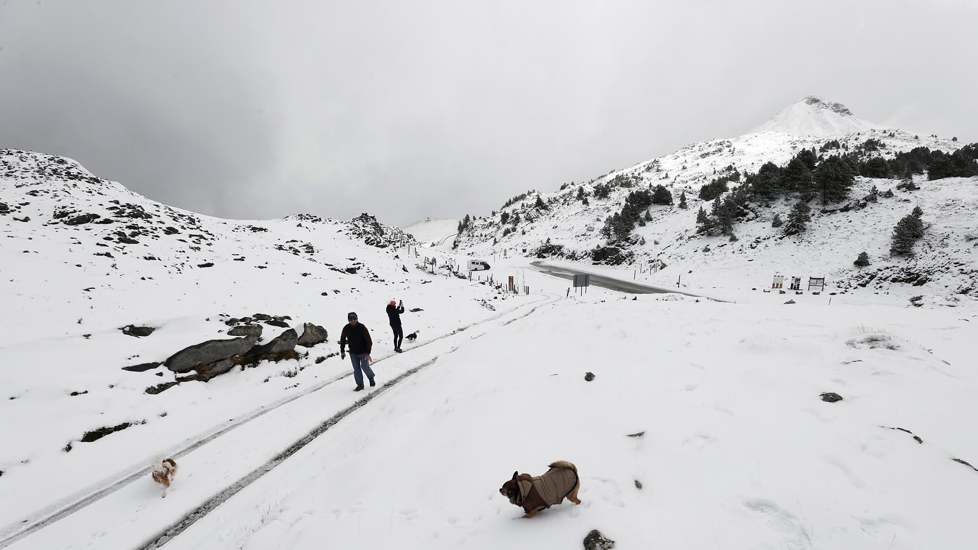 La nieve cubre ya en el primer temporal las carreteras y los montes del pirineo navarro donde ha sido necesaria la presencia de los quitanieves para despejar la nieve acumulada en la zona.