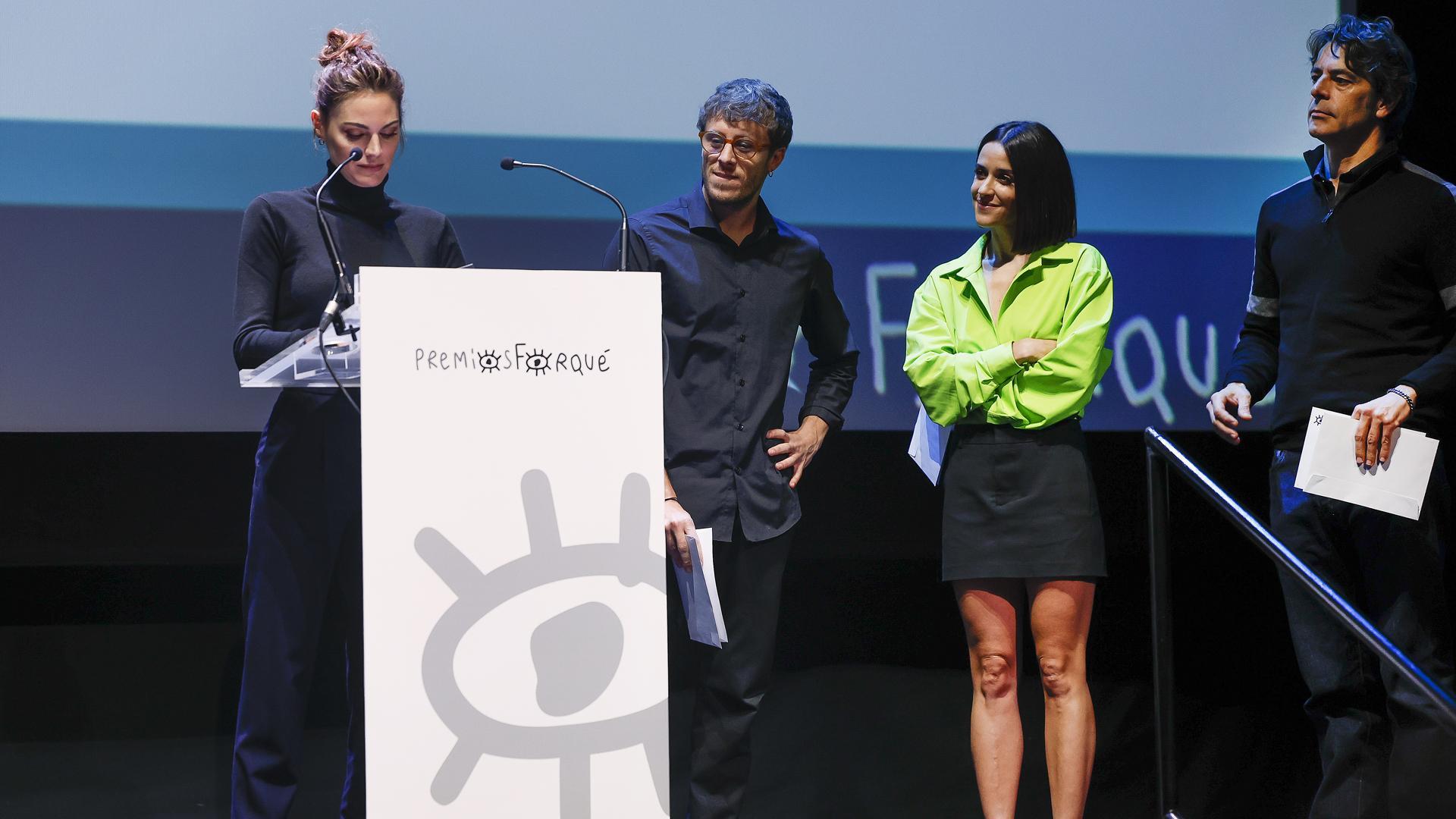 Amaia Salamanca, Luke Knowles, Macarena García y Eduardo Noriega, durante la lectura pública de los finalistas a la 28 edición de los Premios José Maria Forqué, este lunes