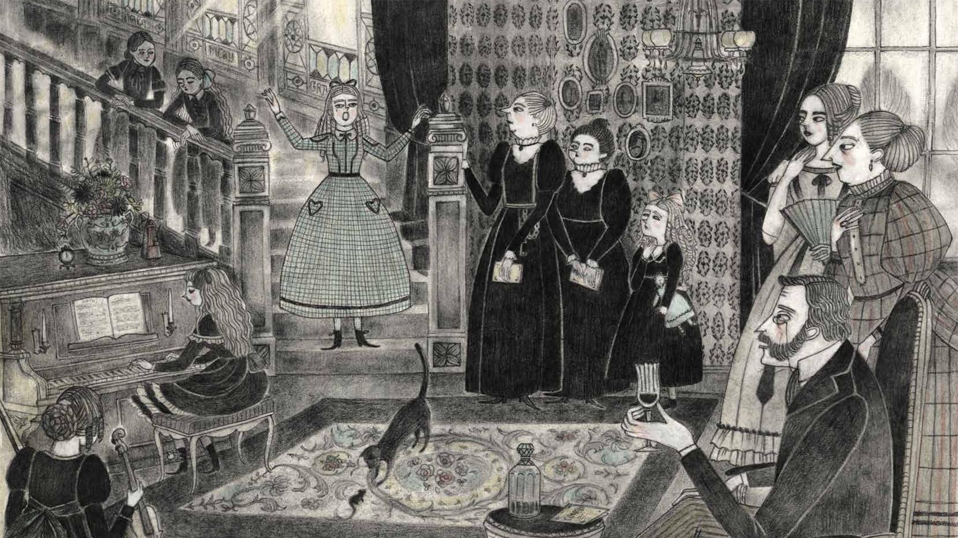 Una de las ilustraciones de Desdichas de una familia victoriana