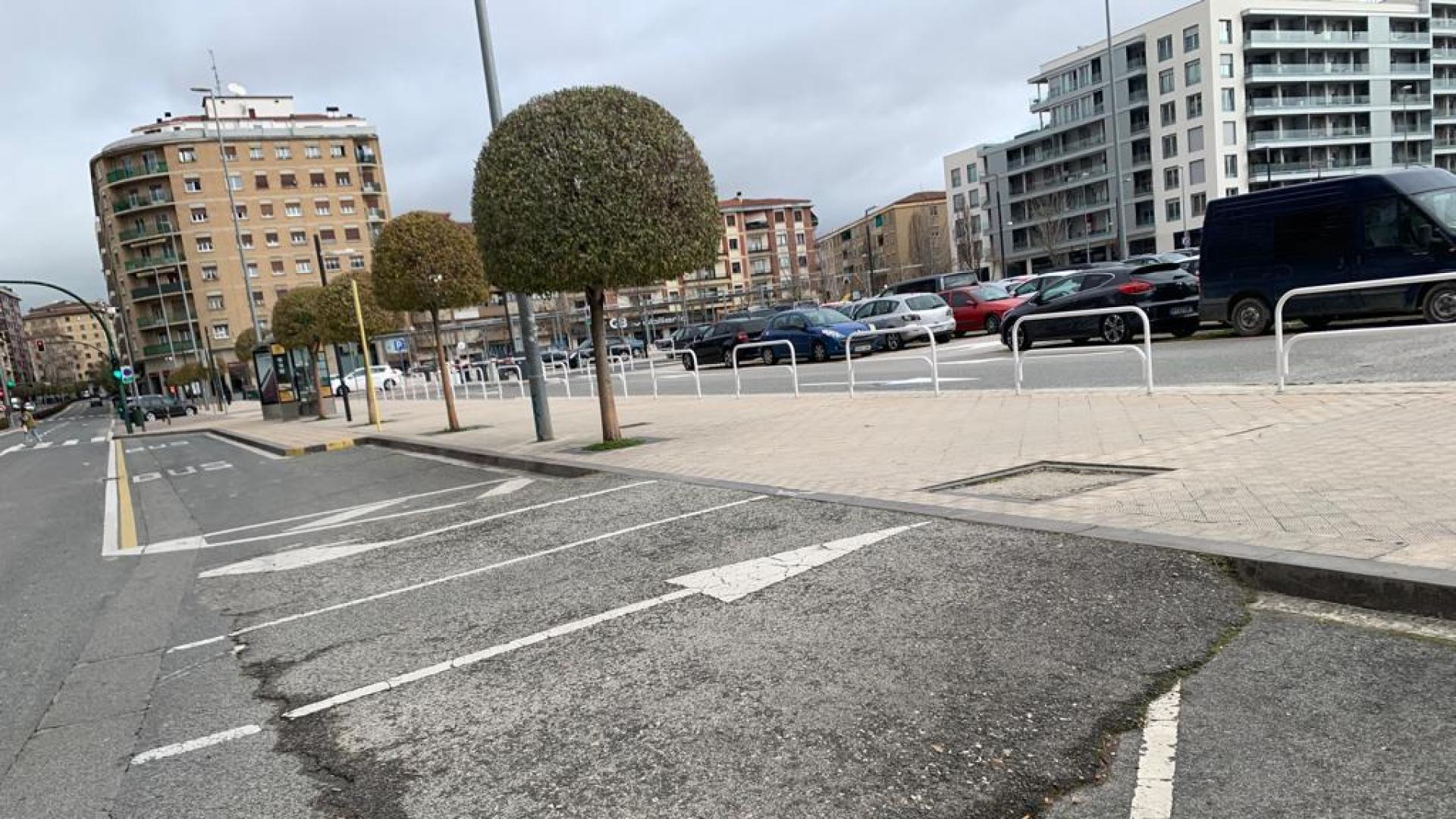 Entrada al párking disuasorio de Arrosadia