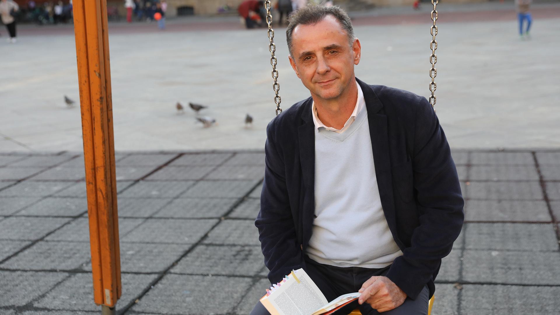 Joaquín Rodríguez, este viernes en la plaza de San Francisco de Pamplona
