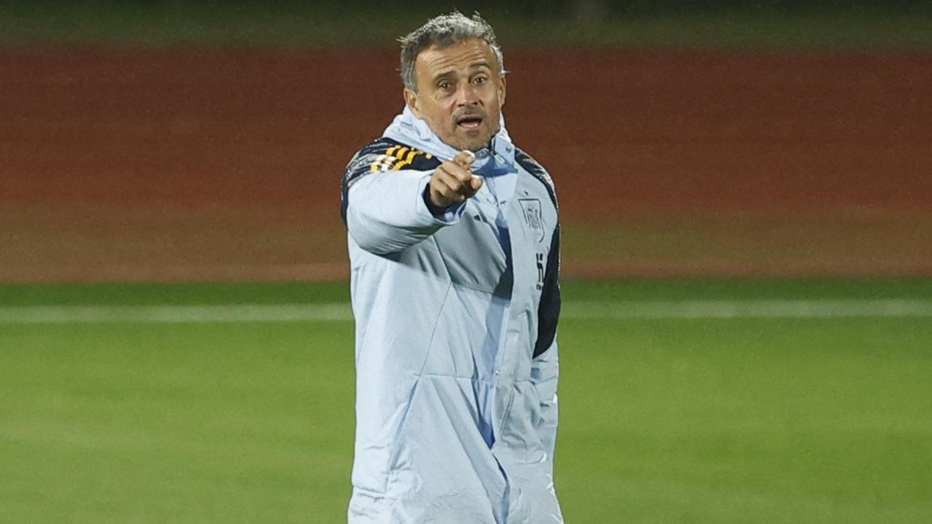 Luis Enrique, durante el entrenamiento de España en Las Rozas