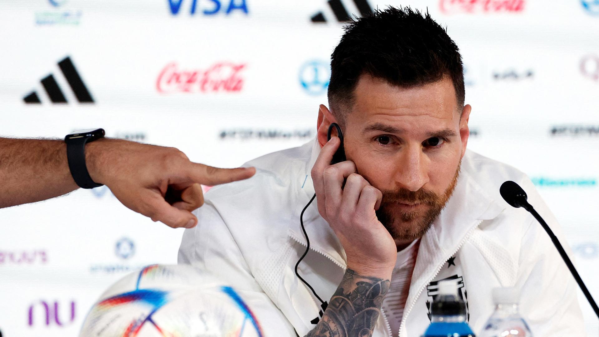 Leo Messi durante la rueda de prensa previa al estreno de Argentina en el Media Center de Doha
