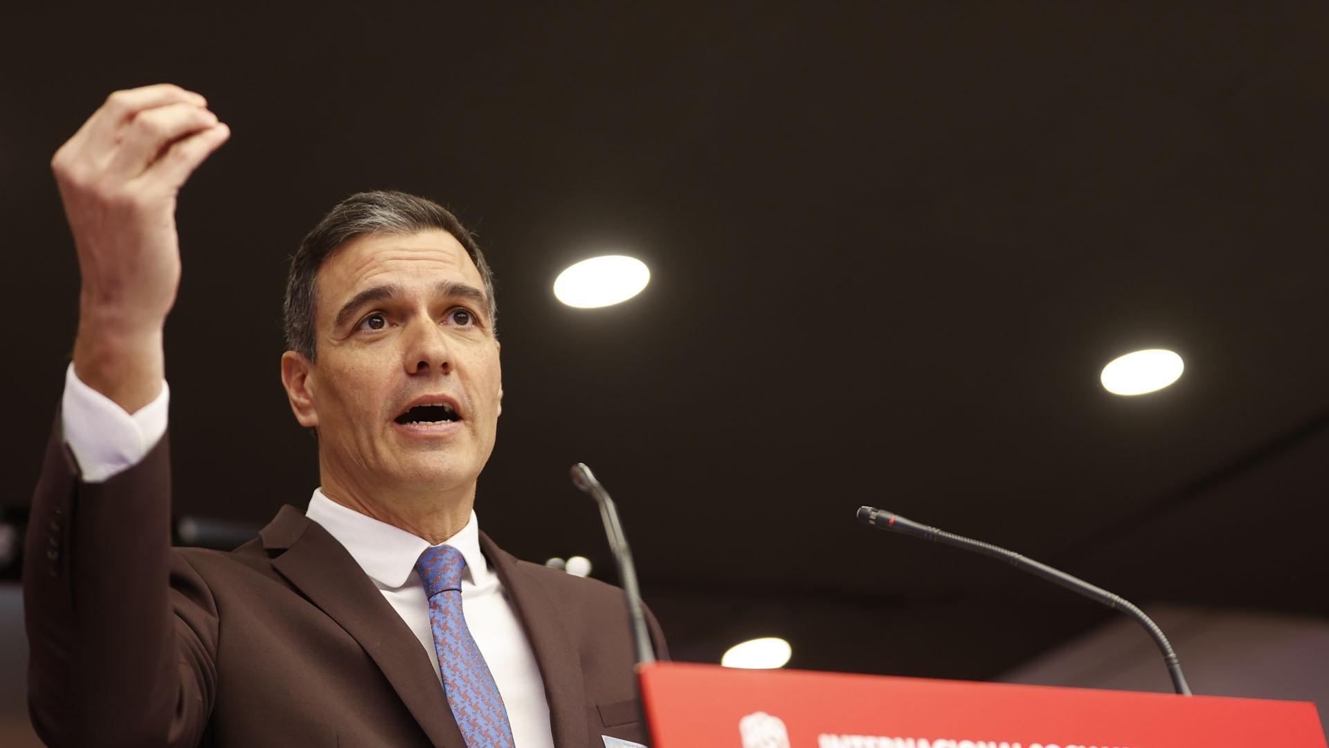 Pedro Sánchez, durante la jornada inaugural del XXII Congreso de la Internacional Socialista de Mujeres