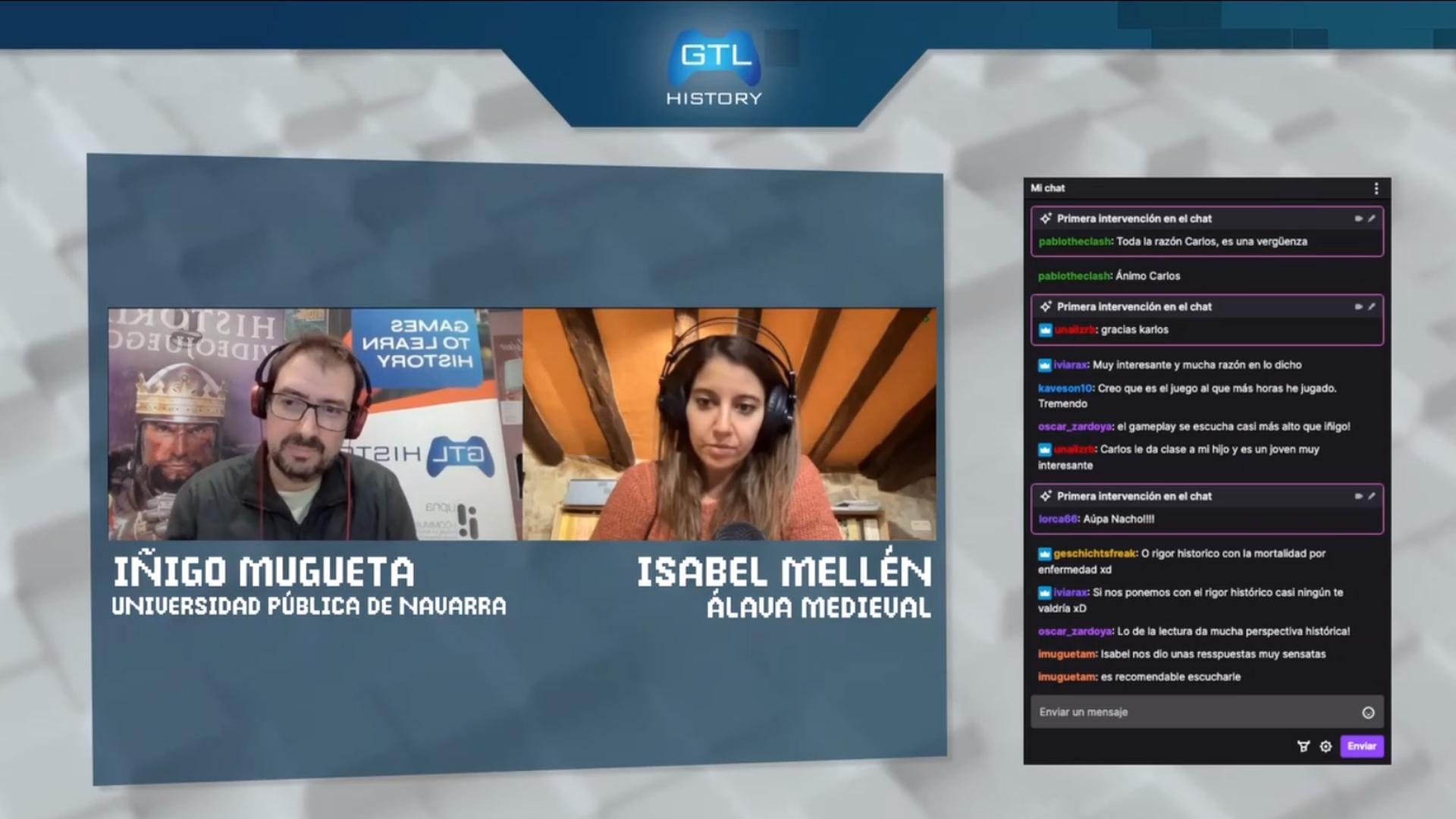 Iñigo Mugueta e Isabel Mellén, en una de las emisiones en el canal GTLHistory de Twitch