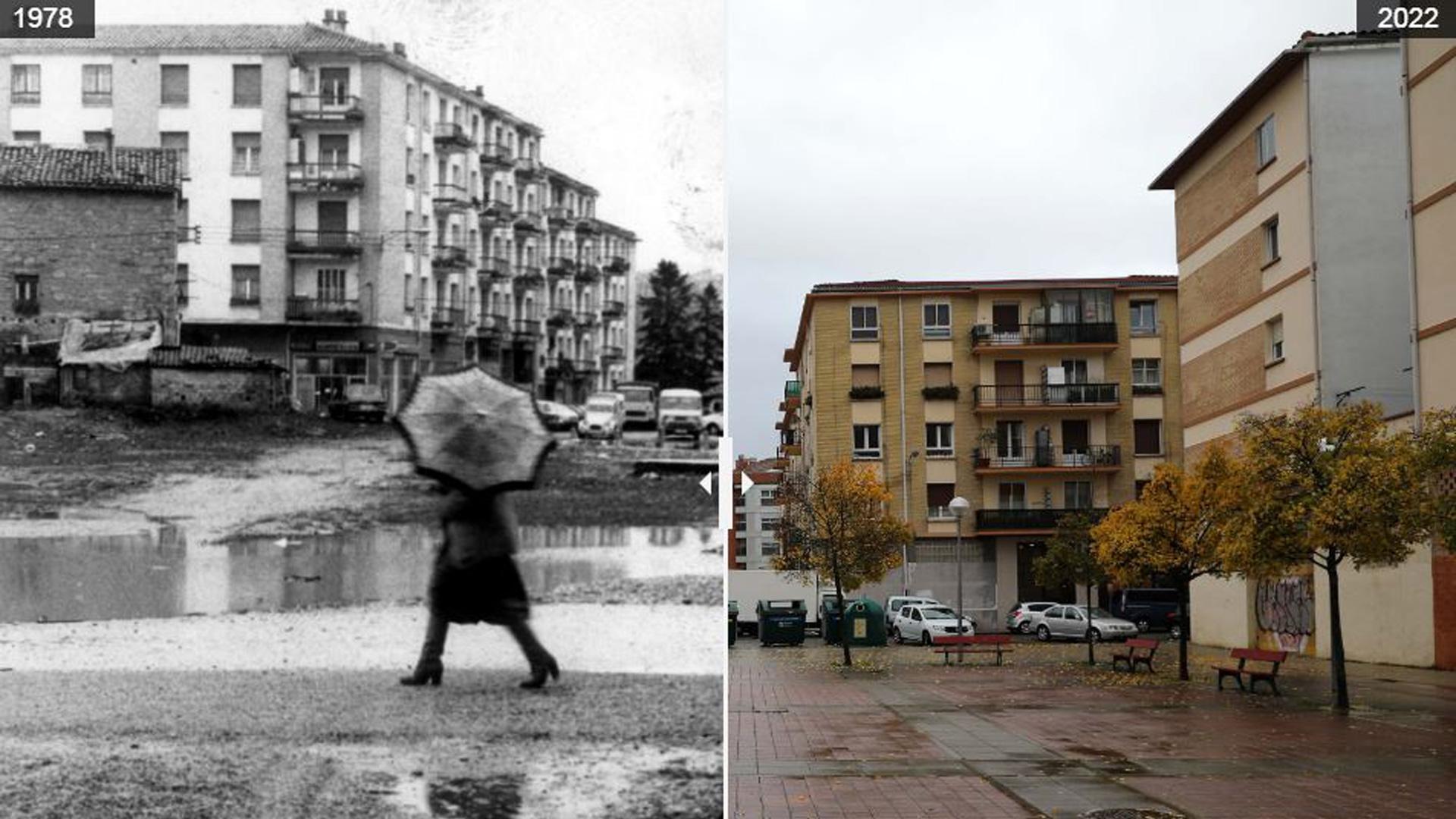 Comparativa de la calle Uztárroz entre 1978 y 2022