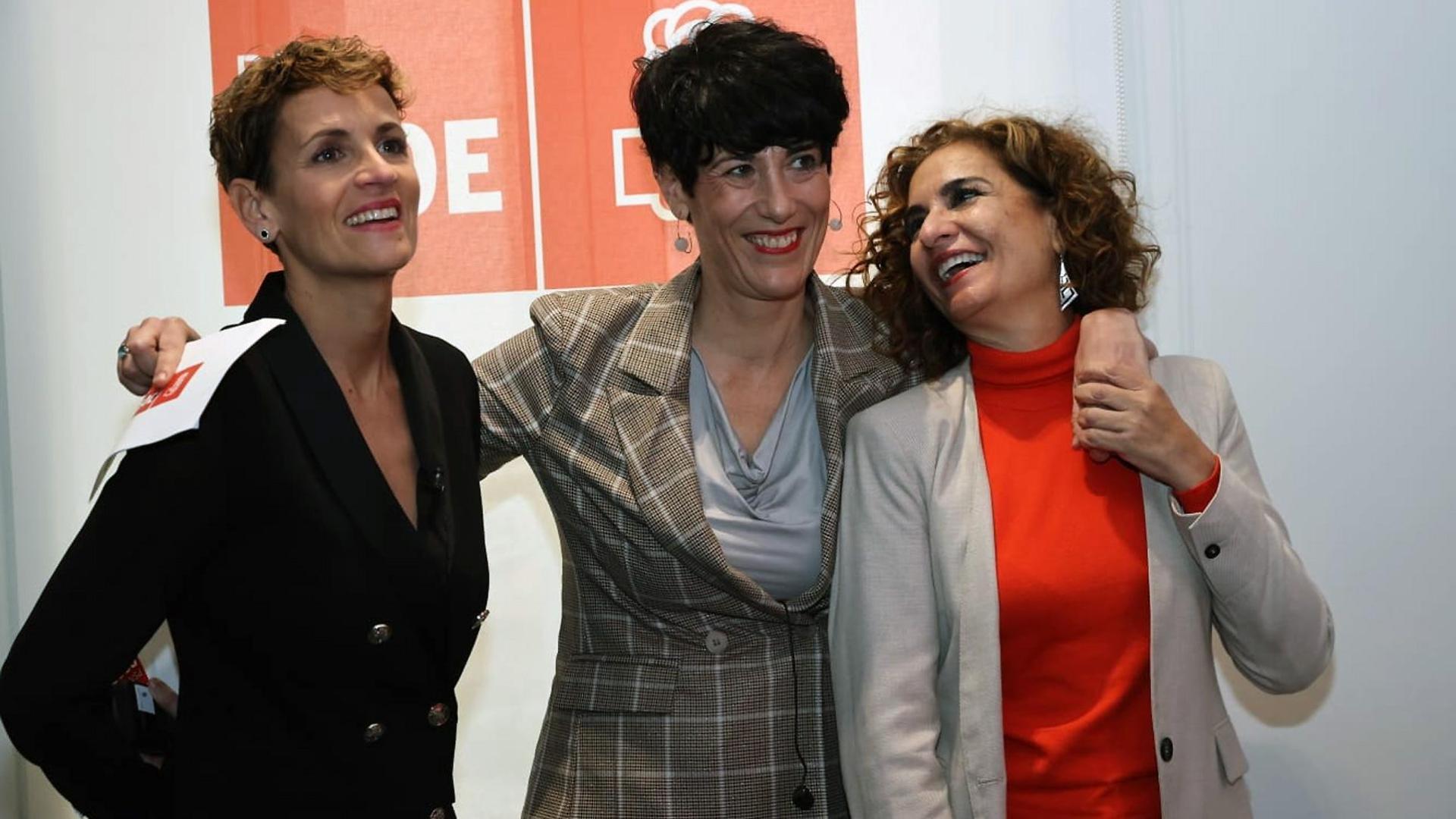 Chivite, Saiz y Montero, este viernes en la sede del PSN-PSOE