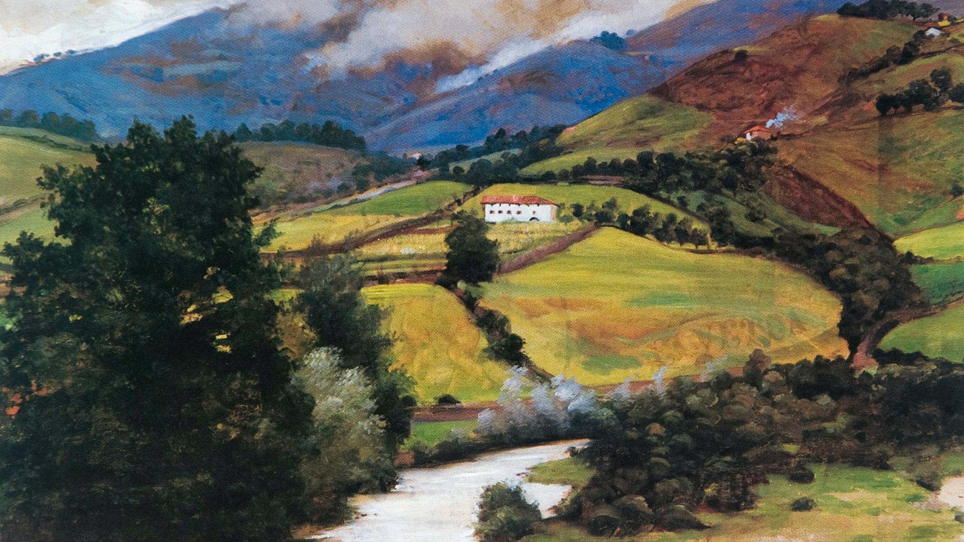 Paisaje de Baztan con brumas. Óleo sobre lienzo