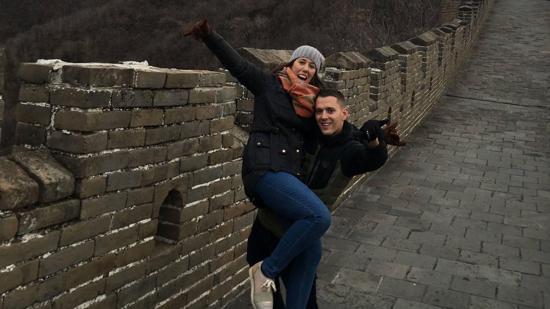 Sharay Franca y David Burguete, en la Gran Muralla China