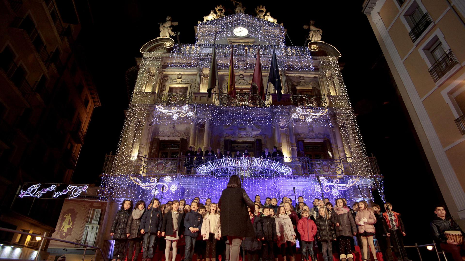Imagen del acto de inicio de la Navidad en Pamplona, el año pasado