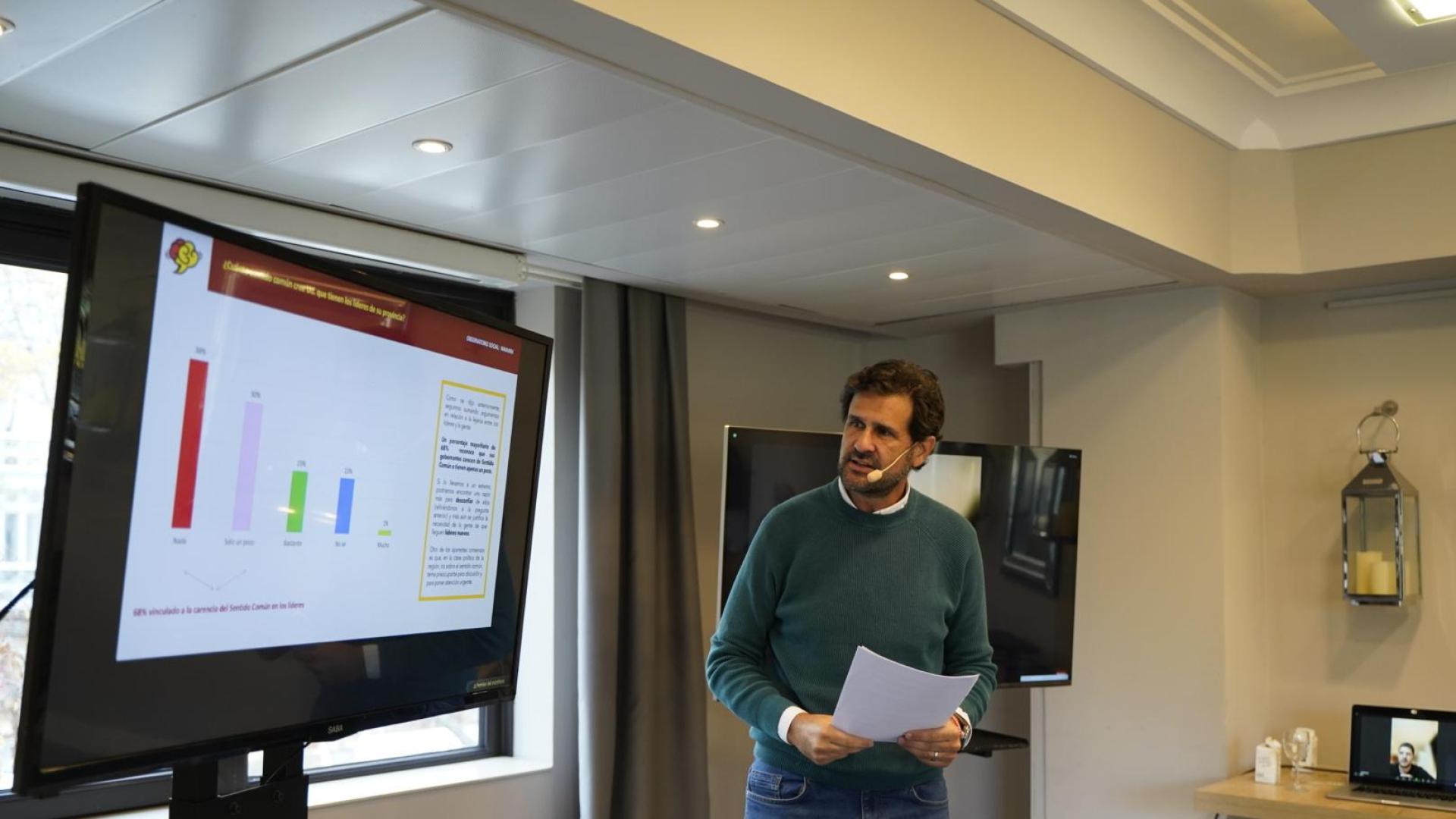 Antonio Sola, presidente de la Fundación Liderar con Sentido Común, en la presentación de la encuesta.