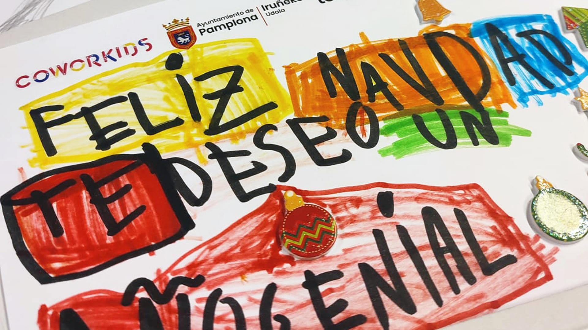 Una de las postales elaboralas por los niños para los mayores de La Milagrosa.