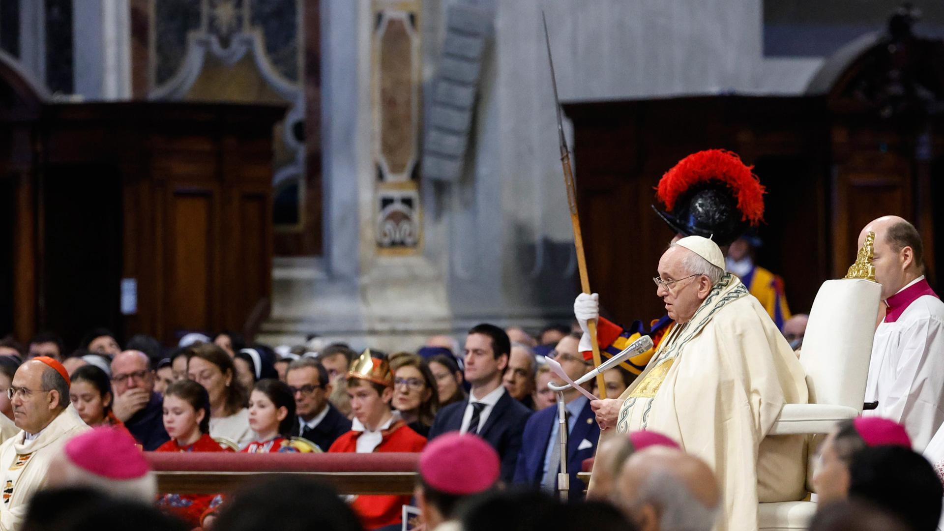 El Papa Francisco, durante la Misa de la Solemnidad de la Madre de Dios