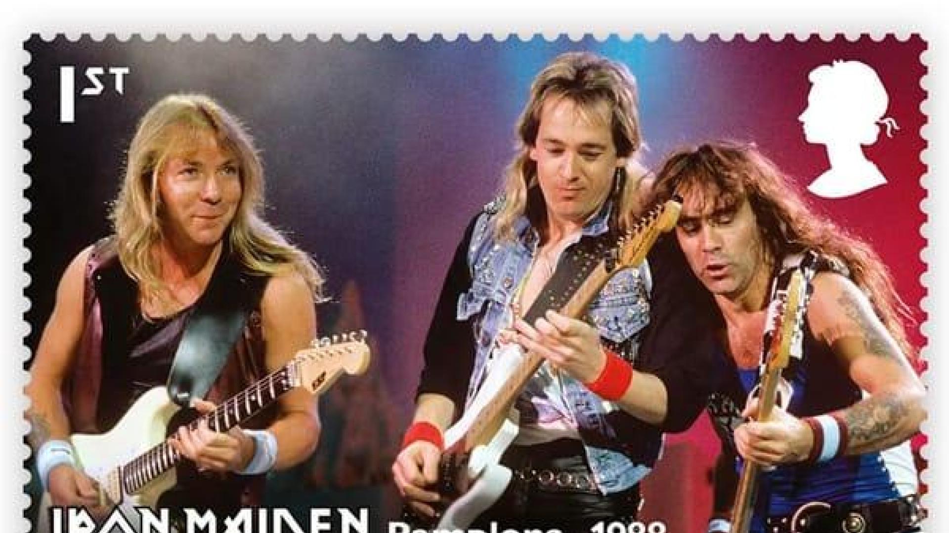 Sello del concierto de Iron Maiden en Pamplona, en 1988