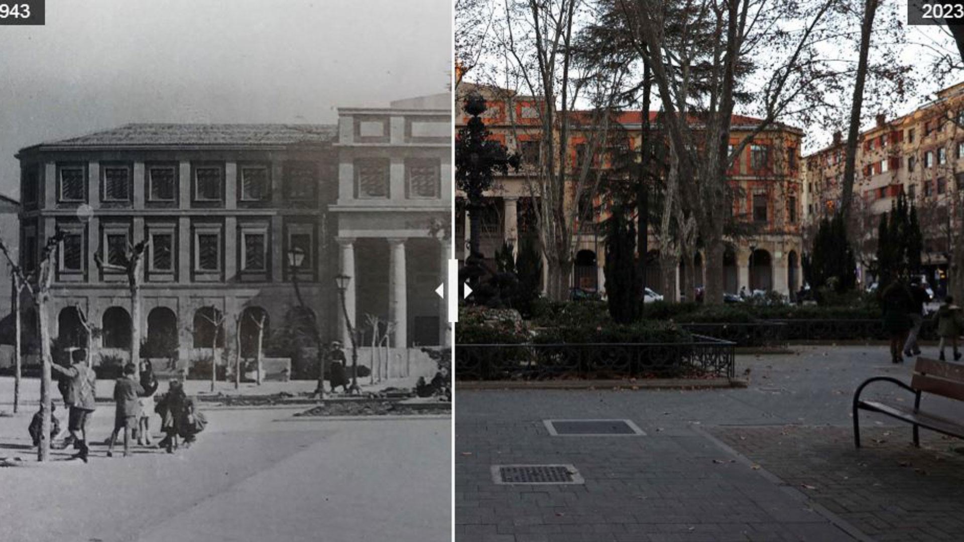 Comparativa de la plaza de la Cruz entre 1943 y 2023