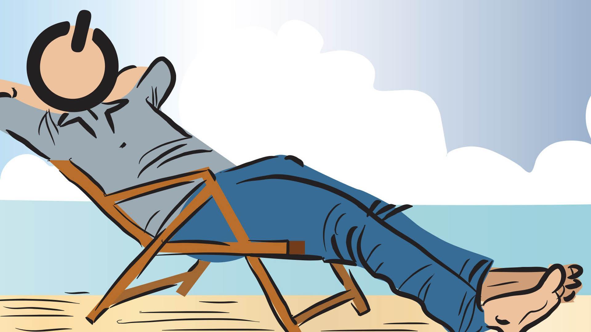 Ilustración de un hombre tumbado en una hamaca