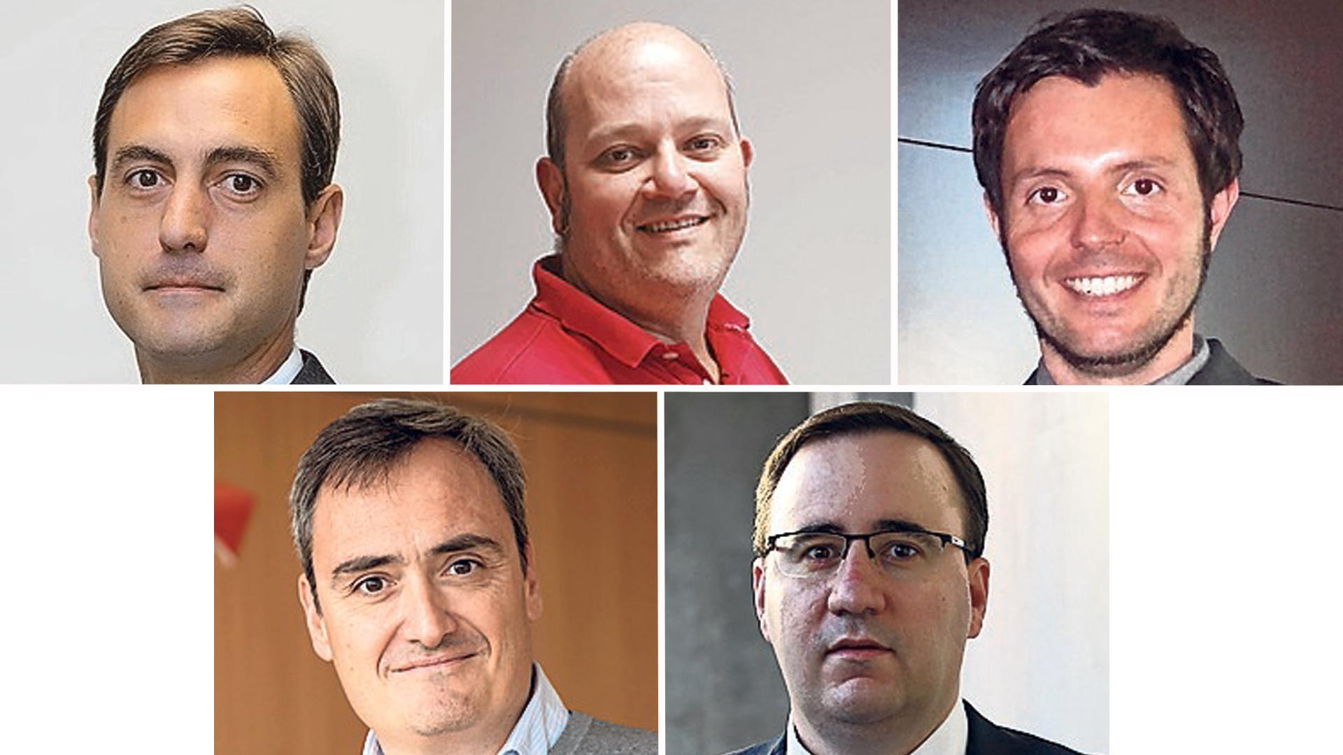 Igor Beguiristáin, director gerente de Lodisna; Peio Perochena Fagoaga, presidente de Tradisna; Miguel Suárez, director general de Tafatrans; Pablo Andueza Arta, gerente de Transportes Cruz, e Ignacio Orradre, secretario general de ANET