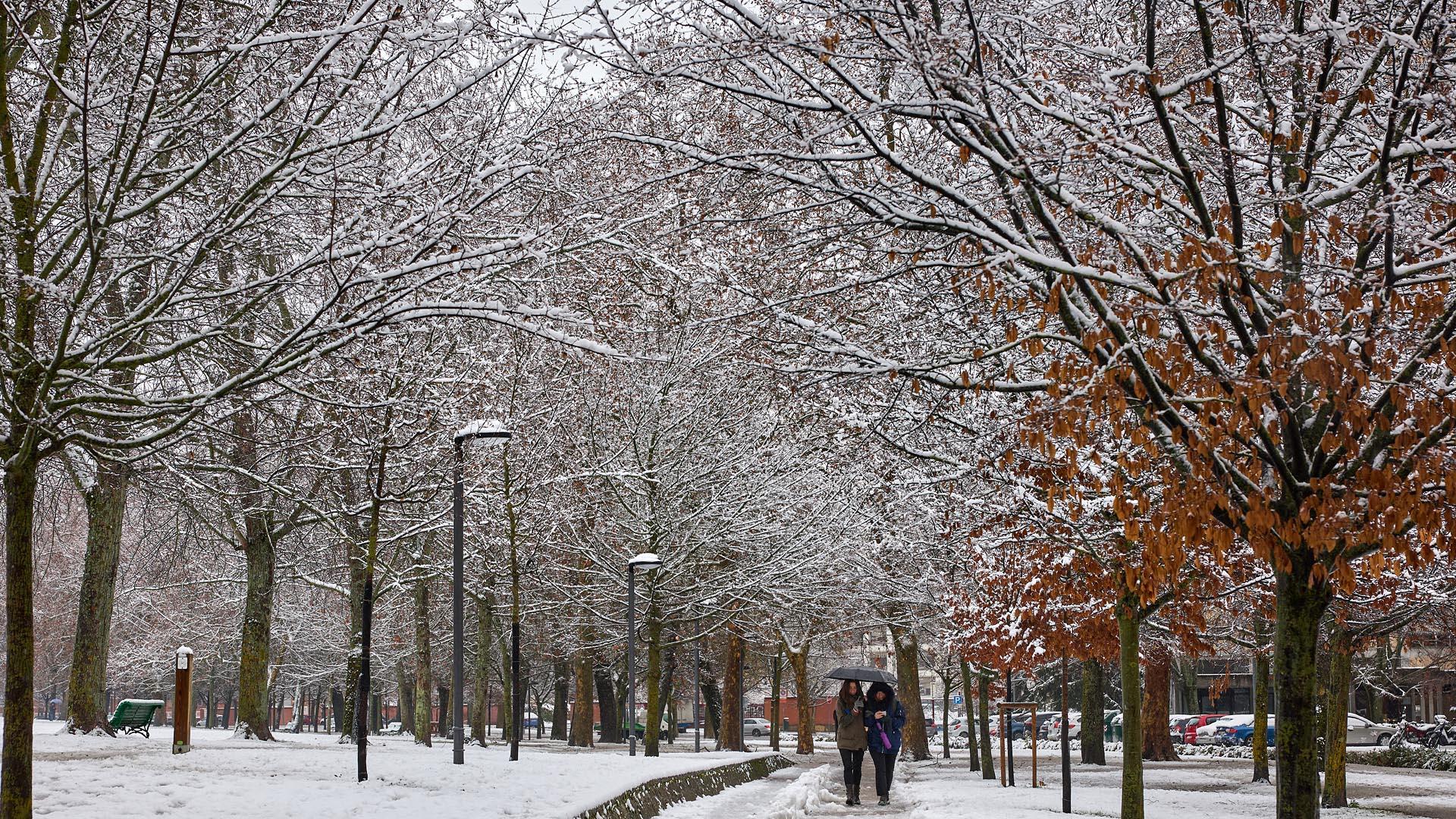 Nieve en Pamplona.