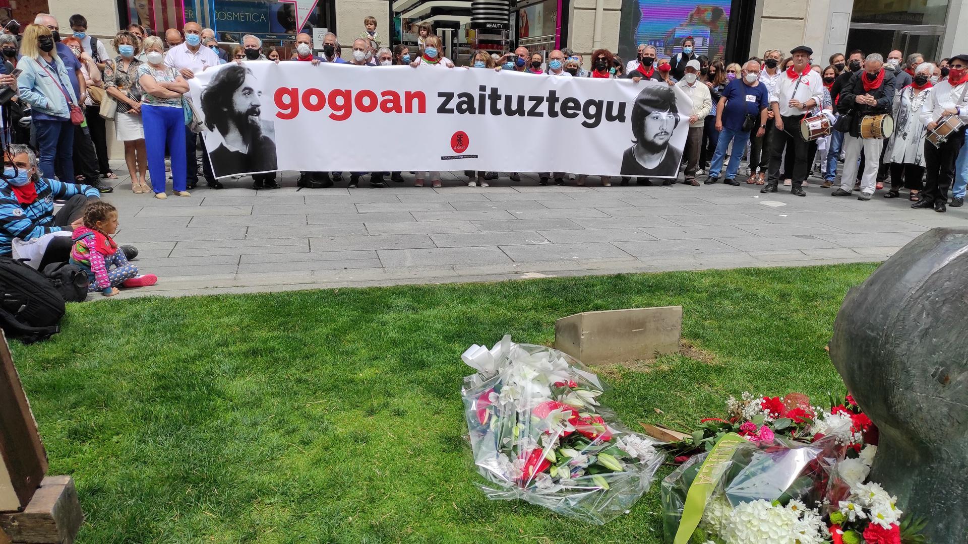 Un acto anterior de la plataforma Sanfermines 78 Gogoan en homenaje a Germán Rodríguez en el aniversario de su muerte por disparios de la policía