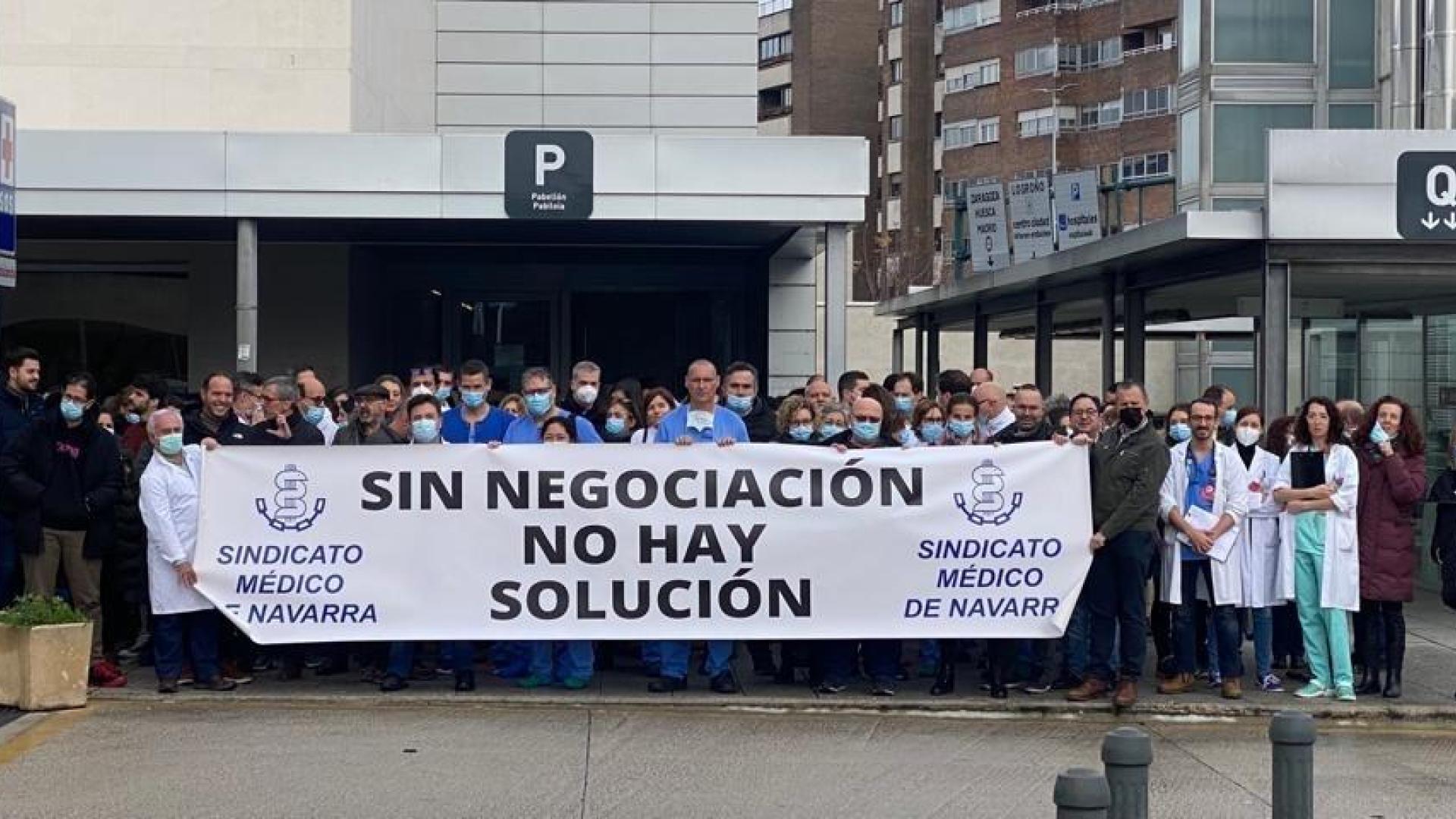 Concentración reciente de facultativos convocada por el Sindicato Médico de Navarra.