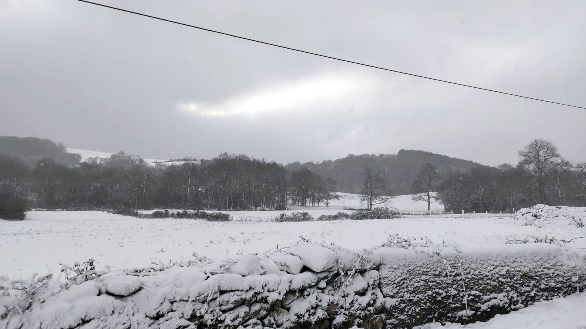 Nieve en Lantz este viernes por la mañana