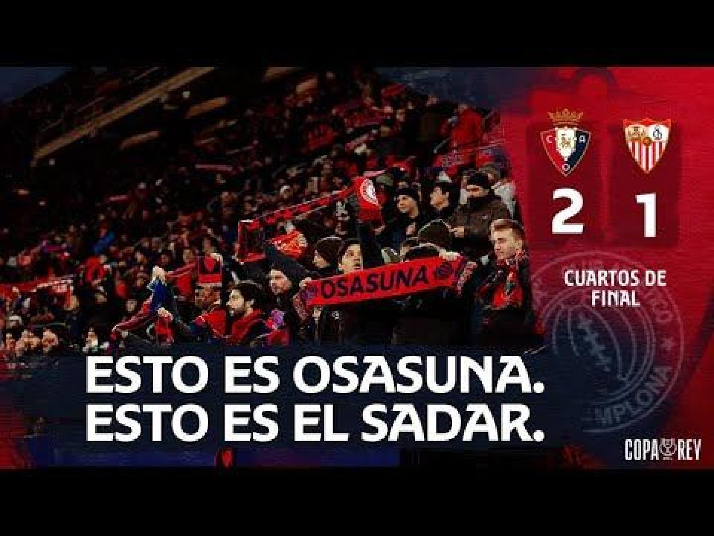 Osasuna 2-1 Sevilla de cuartos de final de la Copa del Rey