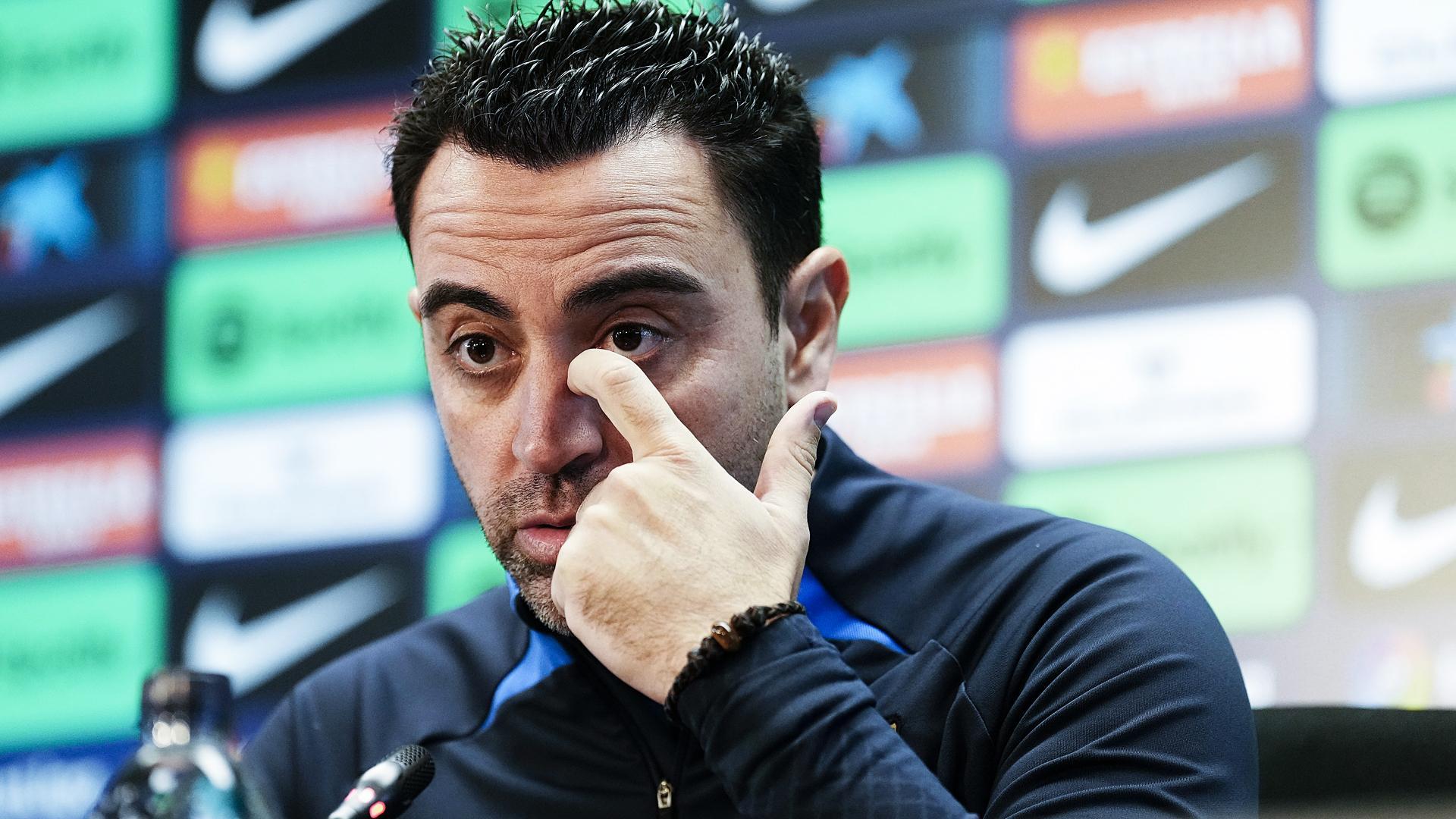 El técnico del F:C. Barcelona, Xavi Hernández, en una rueda de prensa anterior.