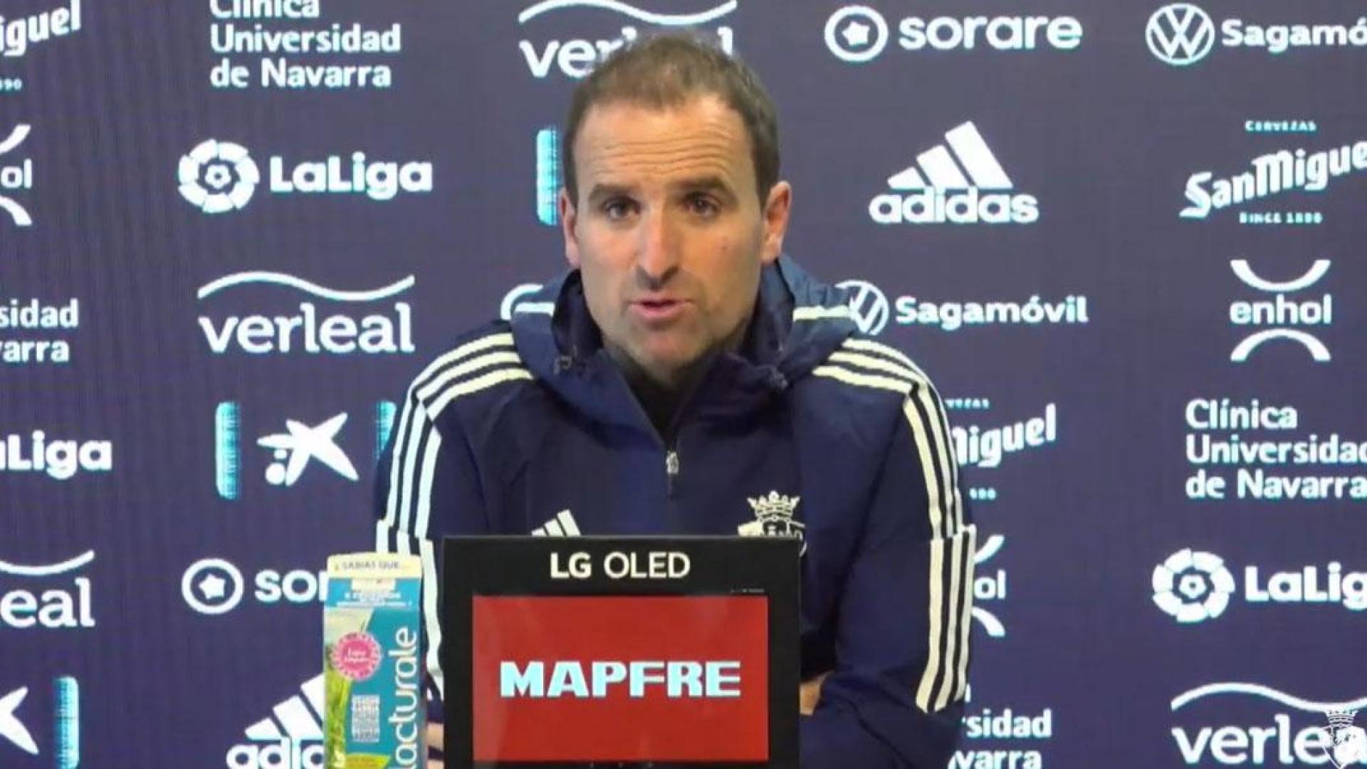 Arrasate, en su comparecencia de este viernes previa al partido ante el Espanyol en Barcelona