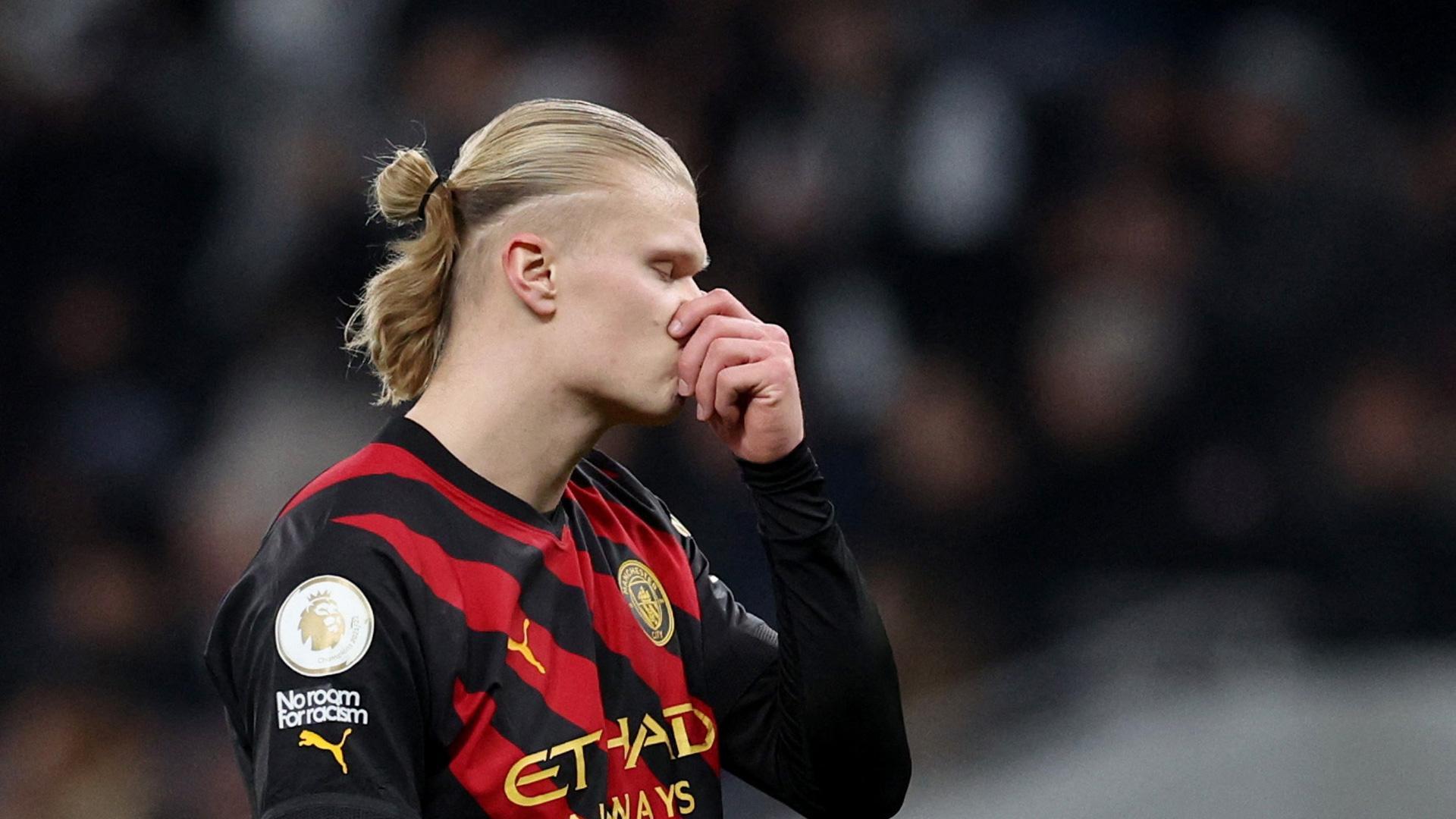 Haaland durante el duelo contra el Tottenham