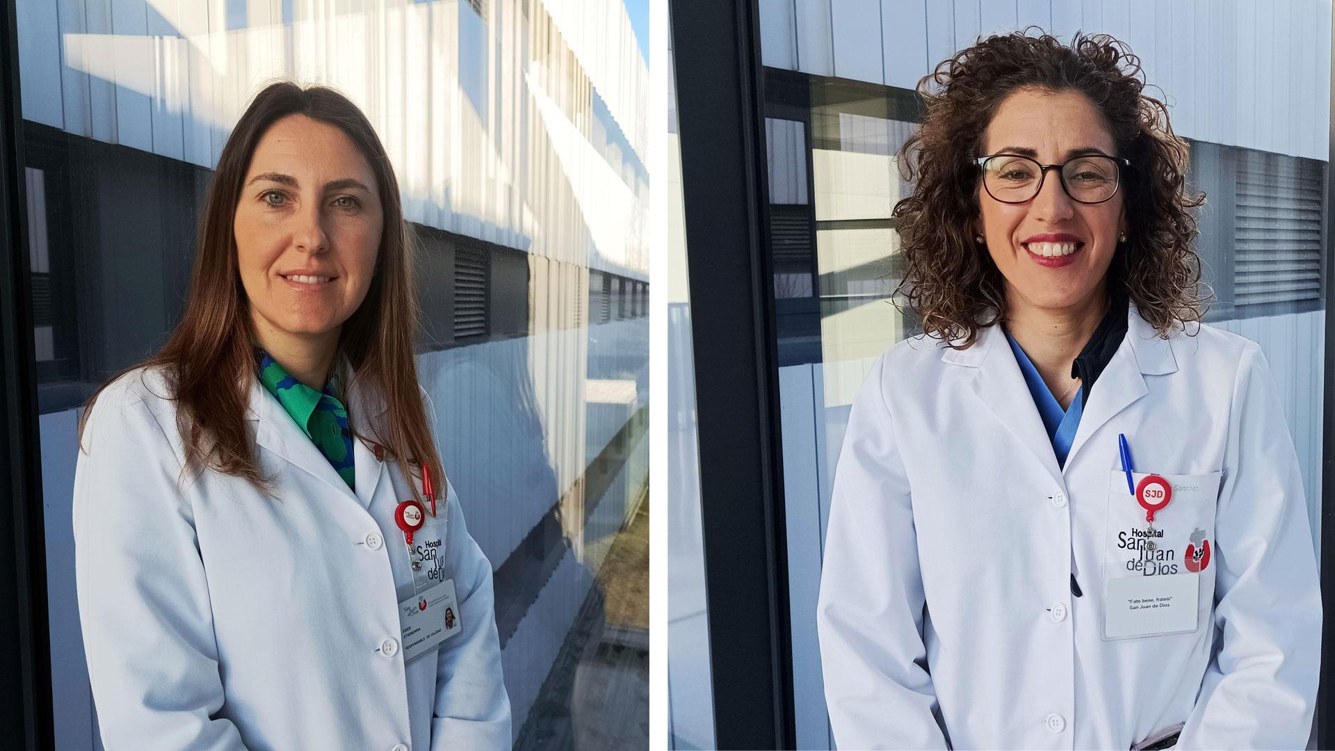 De izda. a dcha., Eider Etxeberria, adjunta a la Gerencia, y Mª Asunción Sánchez, nueva directora de Enfermería
