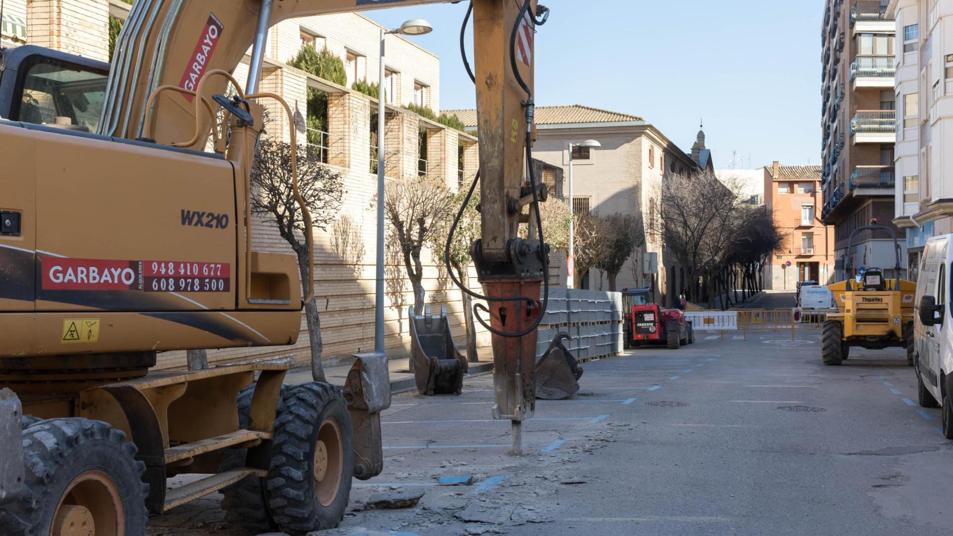 Imagen de las obras en la calle Misericordia de Tudela