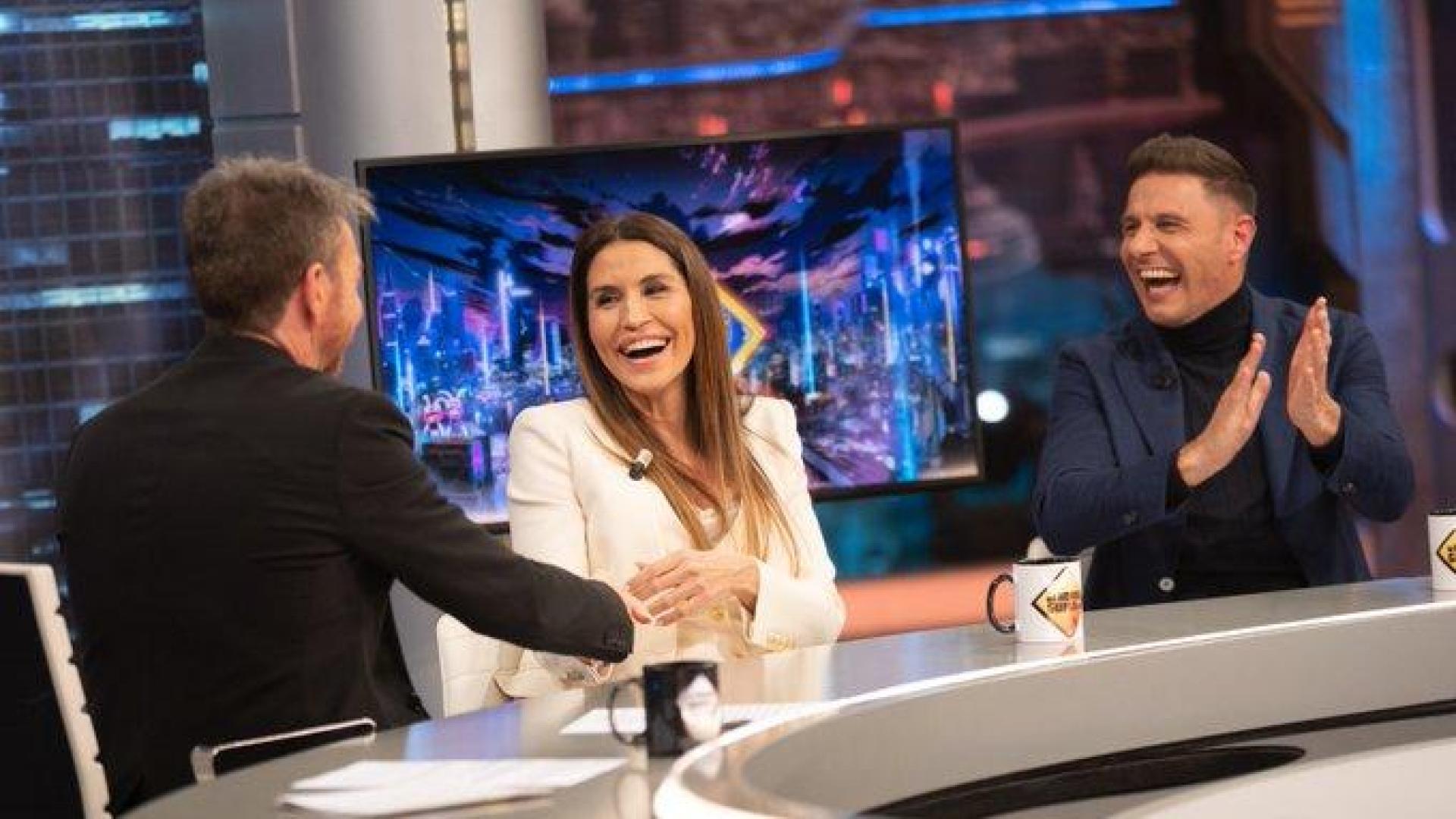 Susana Saborido y Joaquín Sánchez, con Pablo Motos en 'El Hormiguero'