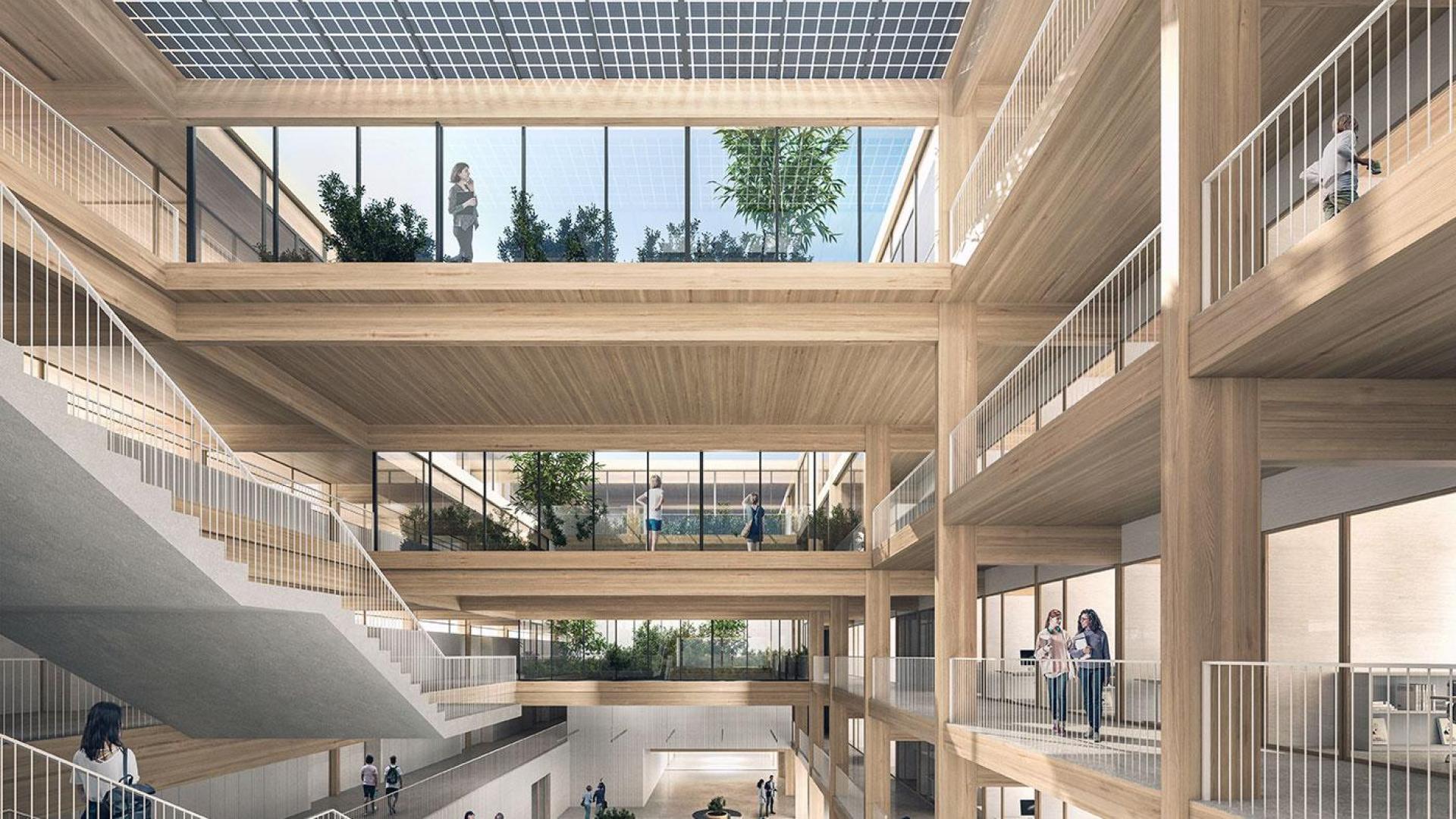 Recreación del interior del nuevo edificio de la Facultad de Ciencias de la Salud de la Universidad Pública de Navarra