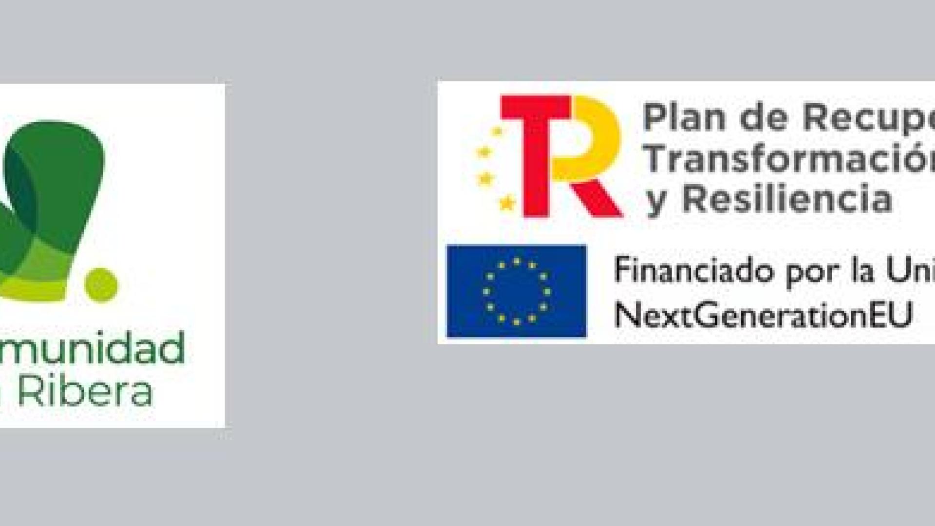 Logos de la Mancomunidad de la Ribera y del Plan de Recuperación, Transformación y Resiliencia, financiado por la Unión Europea