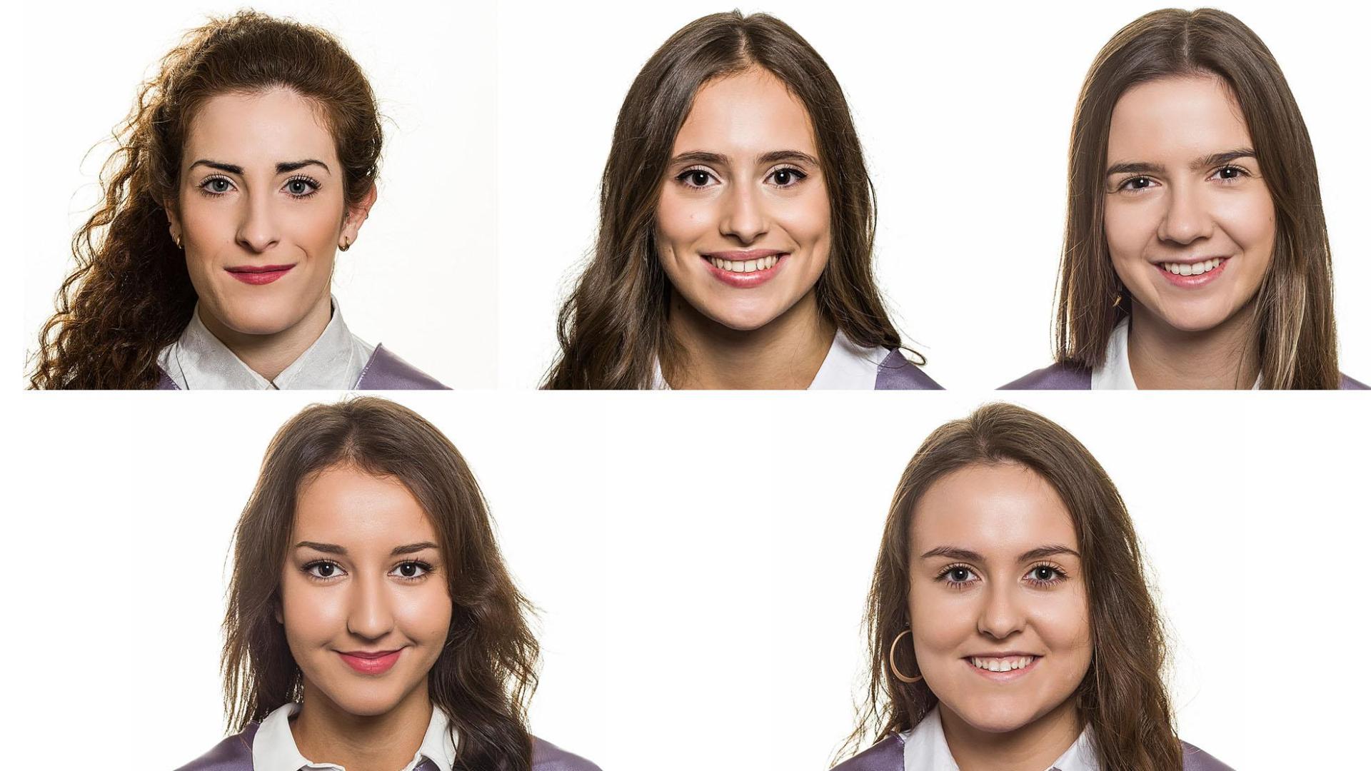 De izquierda a derecha, y de arriba abajo: Nuria Elorza, María Miguéliz García, Clara Martínez Mateo, Iranzu Íñigo Morrás y Irene Lastiri